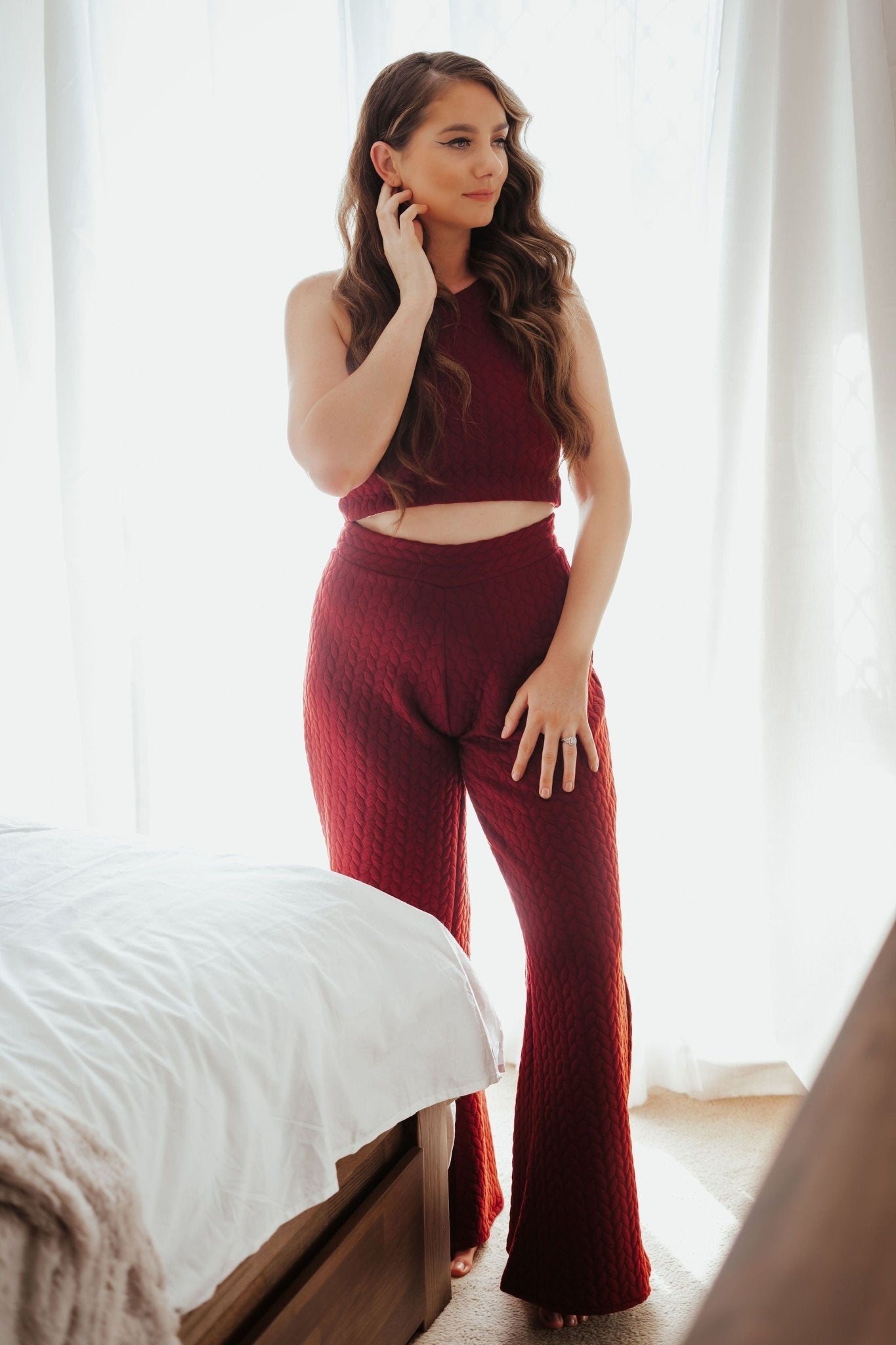 Alaska Lounge Pants Wine-Lazy Girl Lingerie-stride