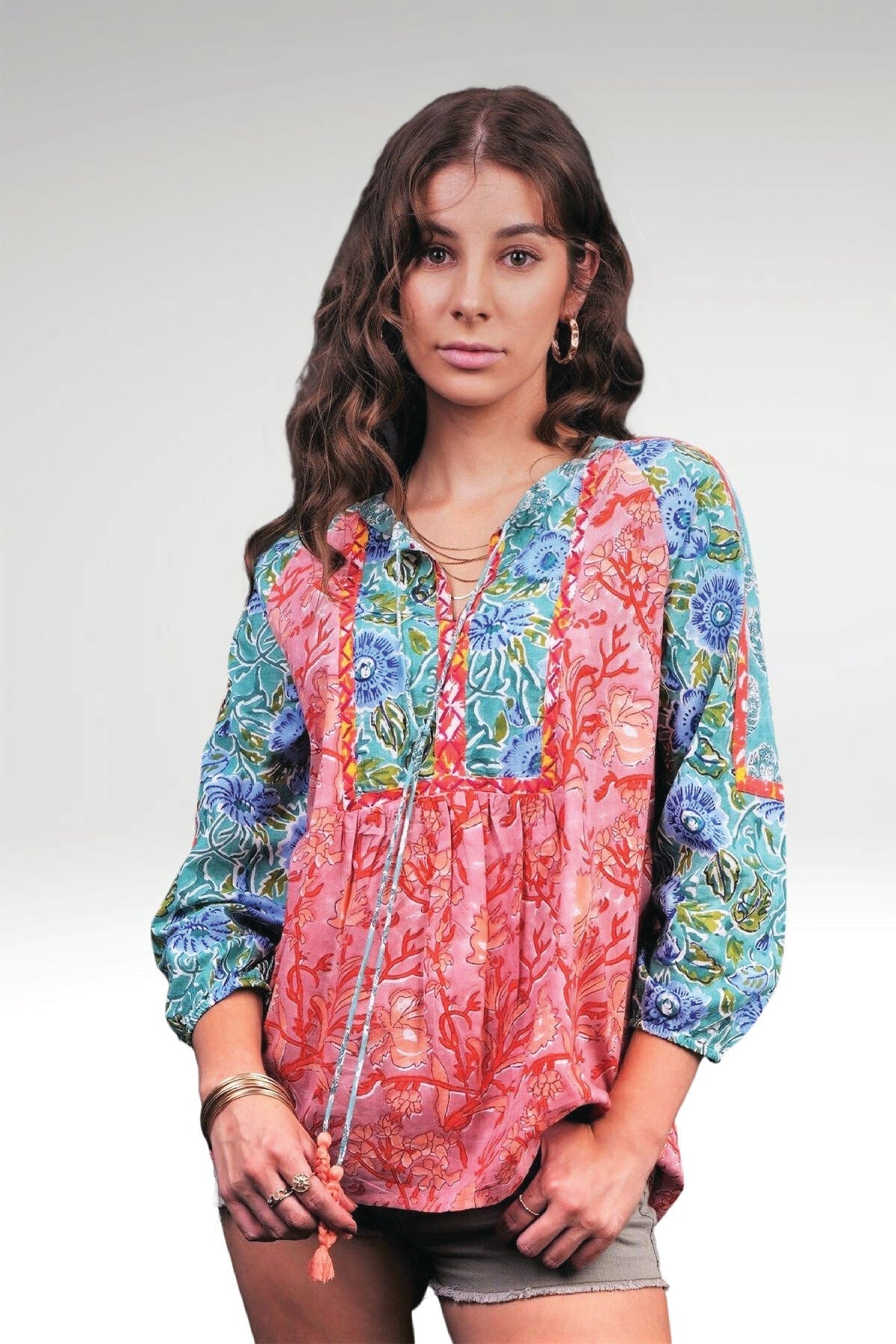 ALEENA FLORAL PATCHWORK TOP-Zoha-stride