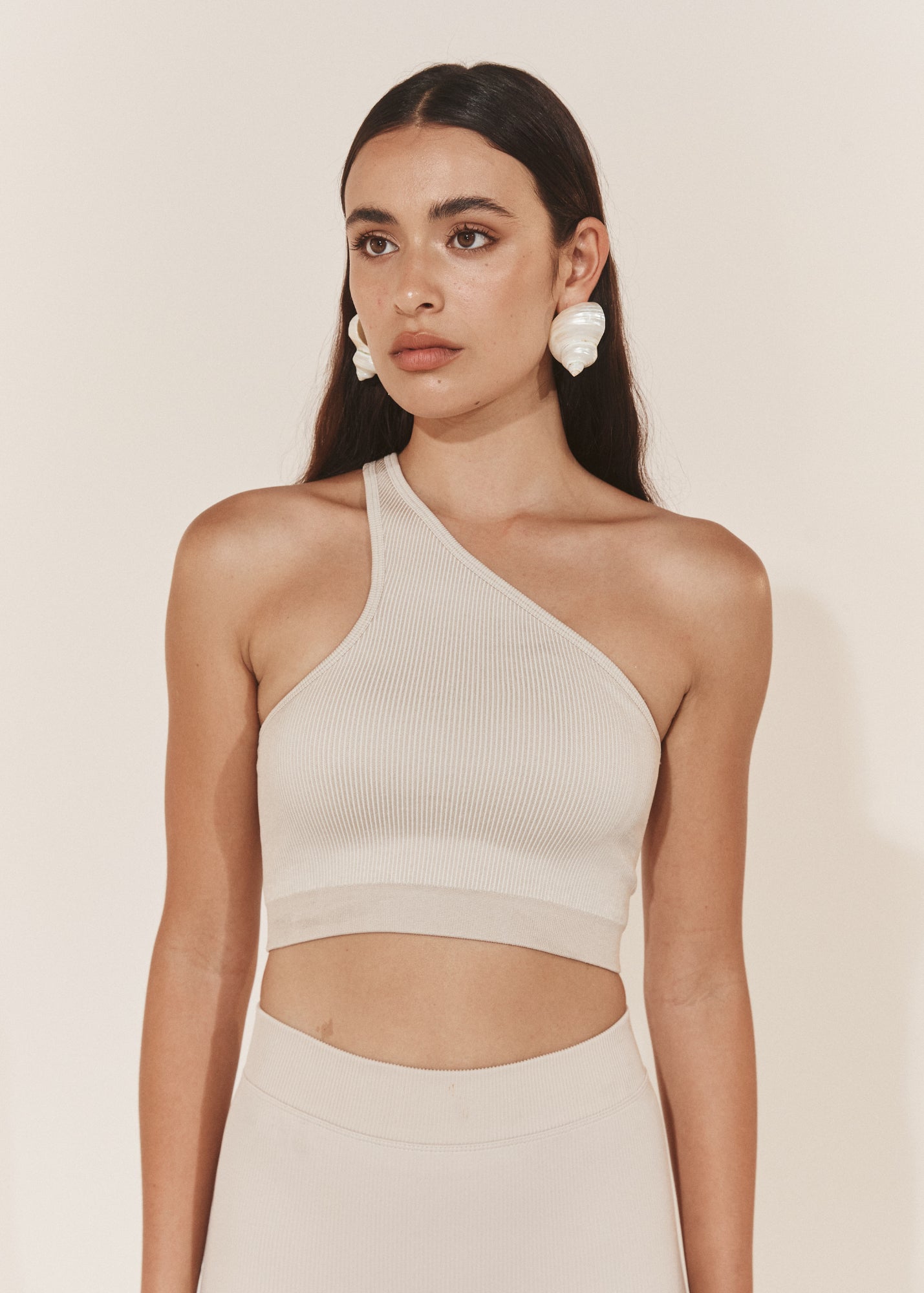 Asymmetric One Shoulder Crop - Chalk-Pinky & Kamal-stride