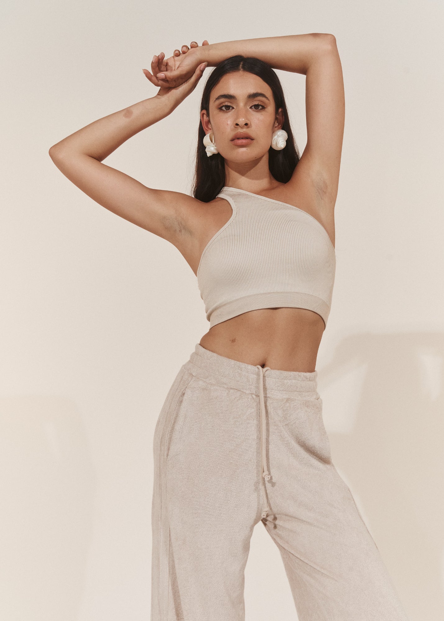 Asymmetric One Shoulder Crop - Chalk-Pinky & Kamal-stride