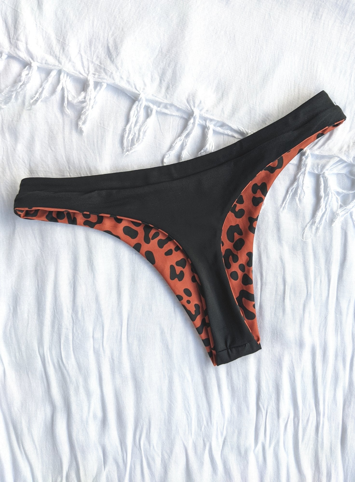 Bailey Reversible Bikini Bottom - Black/Leopard Print-Yindi & Salt-stride