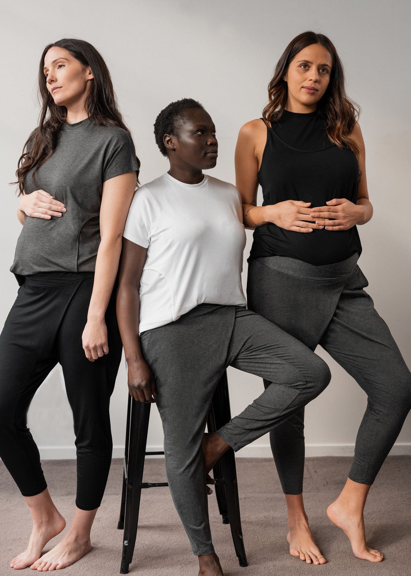 bamboo lounge pants - black-Úton Maternity-stride