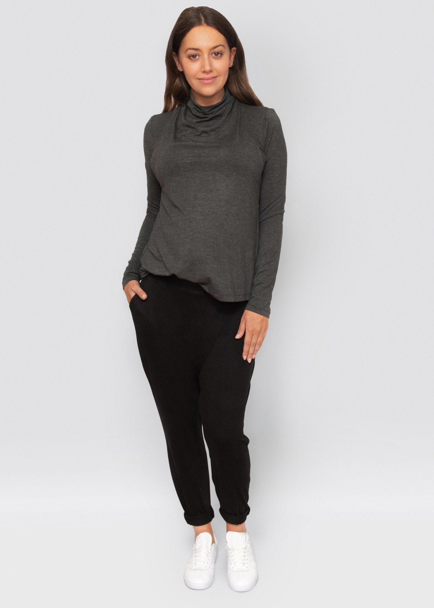 bamboo lounge pants - black-Úton Maternity-stride