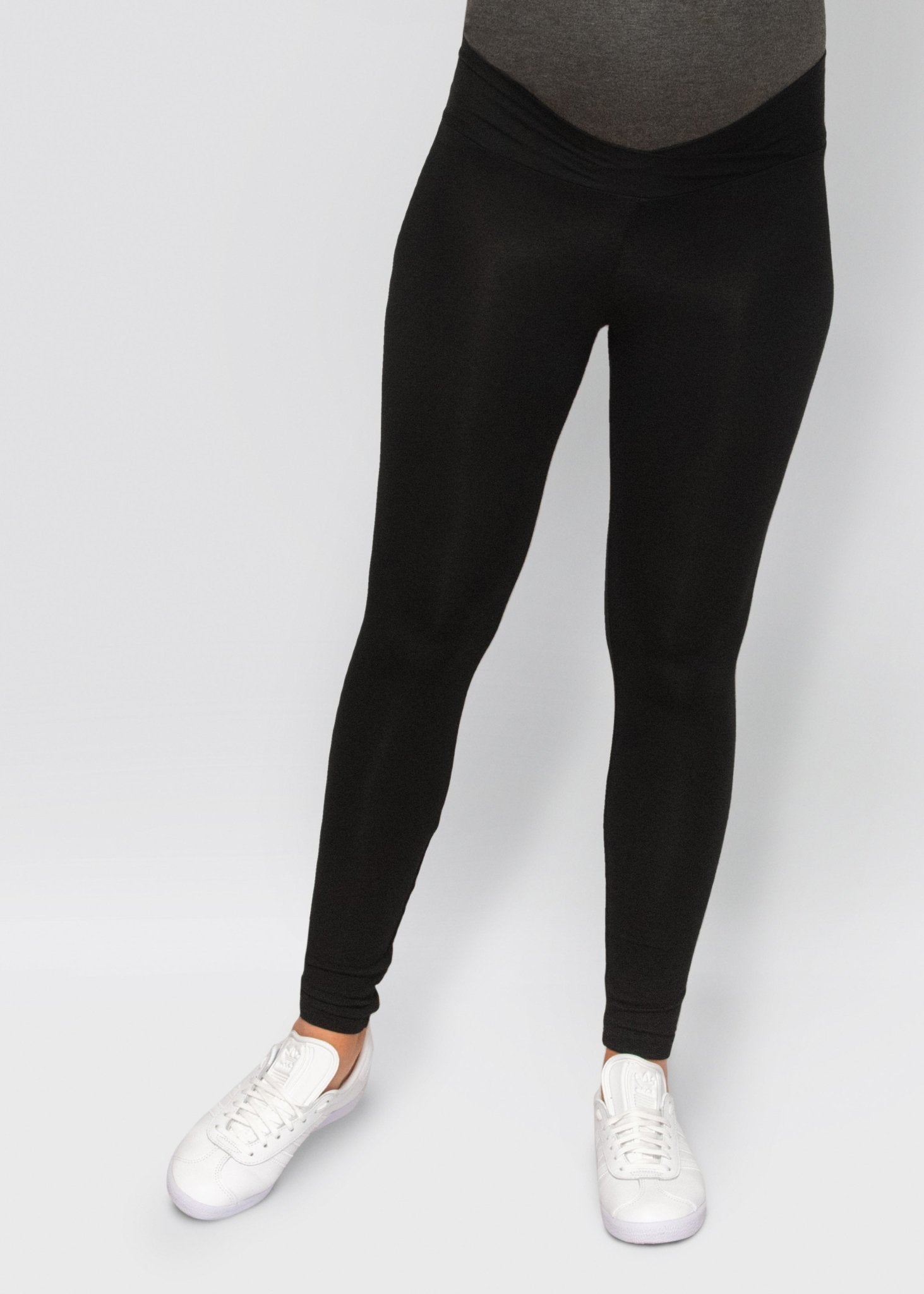 bamboo maternity leggings - black-Úton Maternity-stride