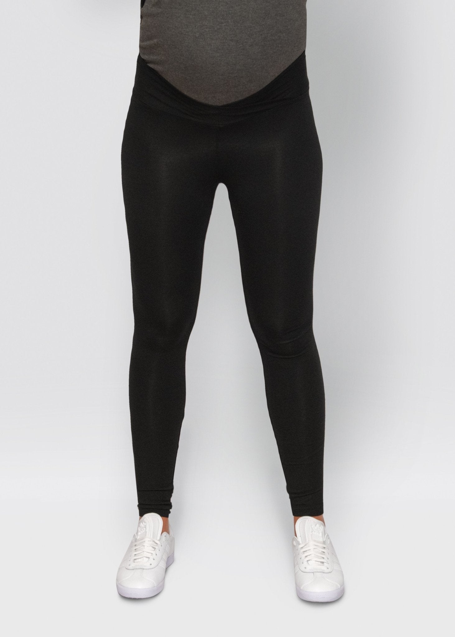 bamboo maternity leggings - black-Úton Maternity-stride