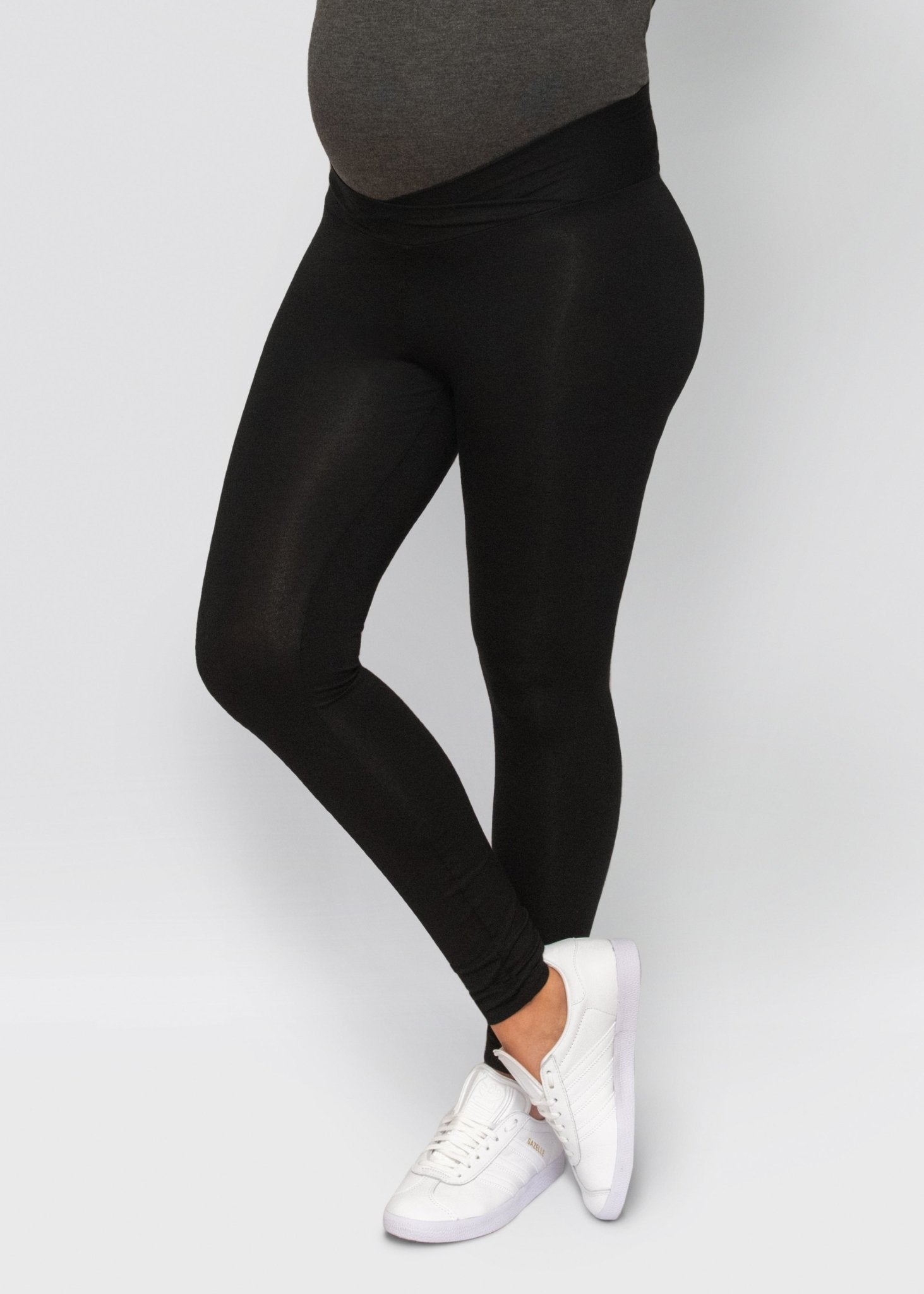 bamboo maternity leggings - black-Úton Maternity-stride