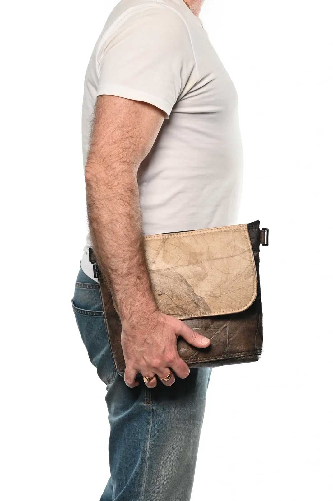 Beige & Brown Unisex Messenger Bag-Karuna Dawn-stride