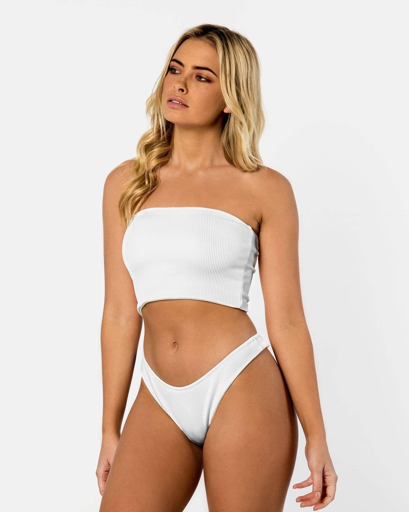 <b>Florida</b><br>White Boob Tube<br>Pina Colada Scented<br>Sustainable Australian Swimwear-Cali Rae-stride