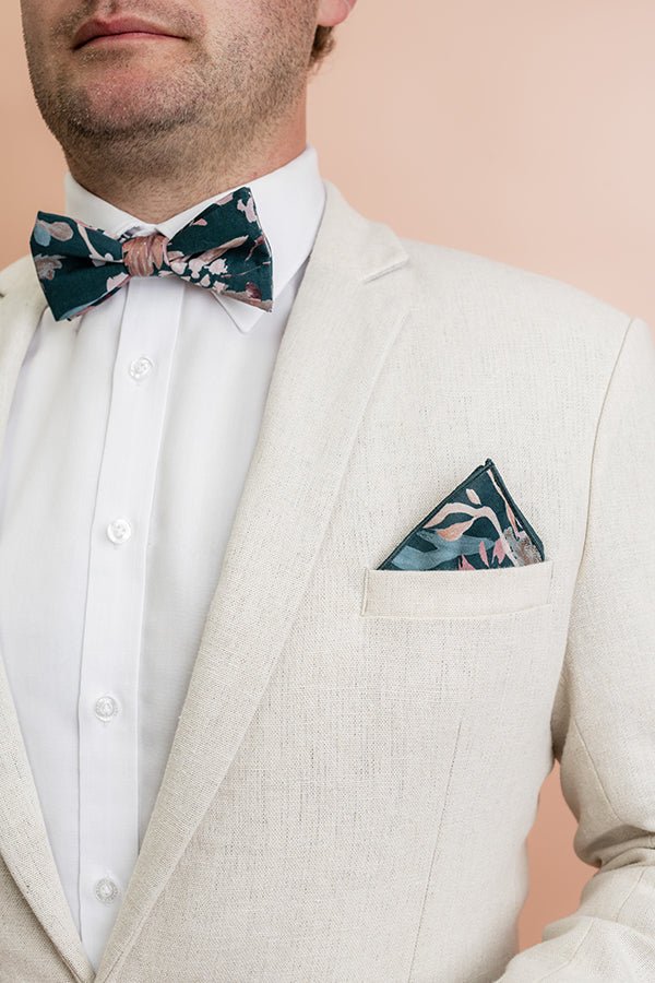 Bow Tie - Teal Blooms-Peggy & Finn-stride