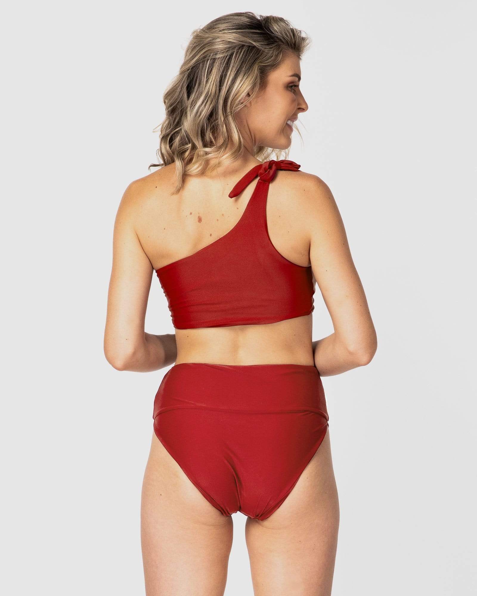 <b>Tulum</b><br>Pomegranate Shouldered Top<br>Sustainable Australian Swimwear-Cali Rae-stride