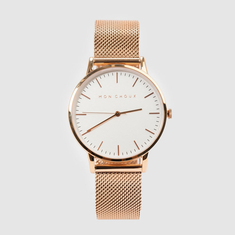 CLASSIC - WHITE/ROSE GOLD - ROSE GOLD MESH-Mon Choux-stride