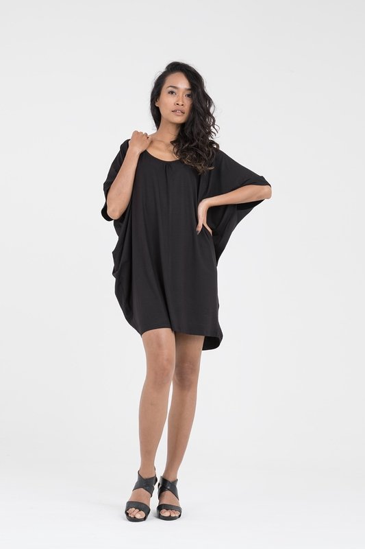 Cocoon Dress in Black-Donnah-stride