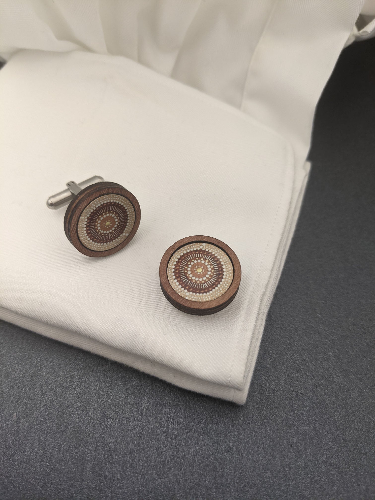 COMMUNITY SPIRIT – timber cufflinks-Erin K Jewellery-stride