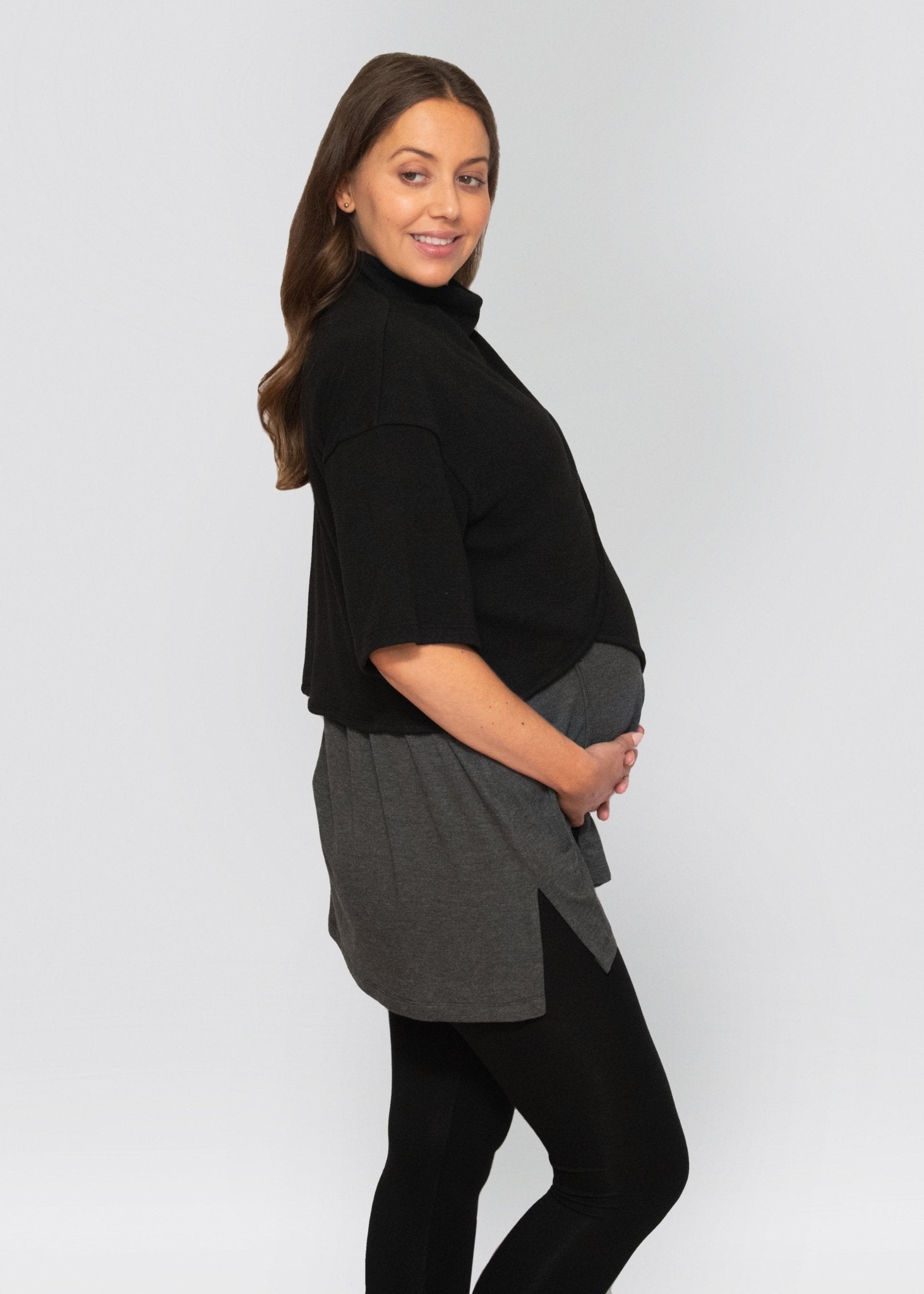 cropped jumper - black-Úton Maternity-stride