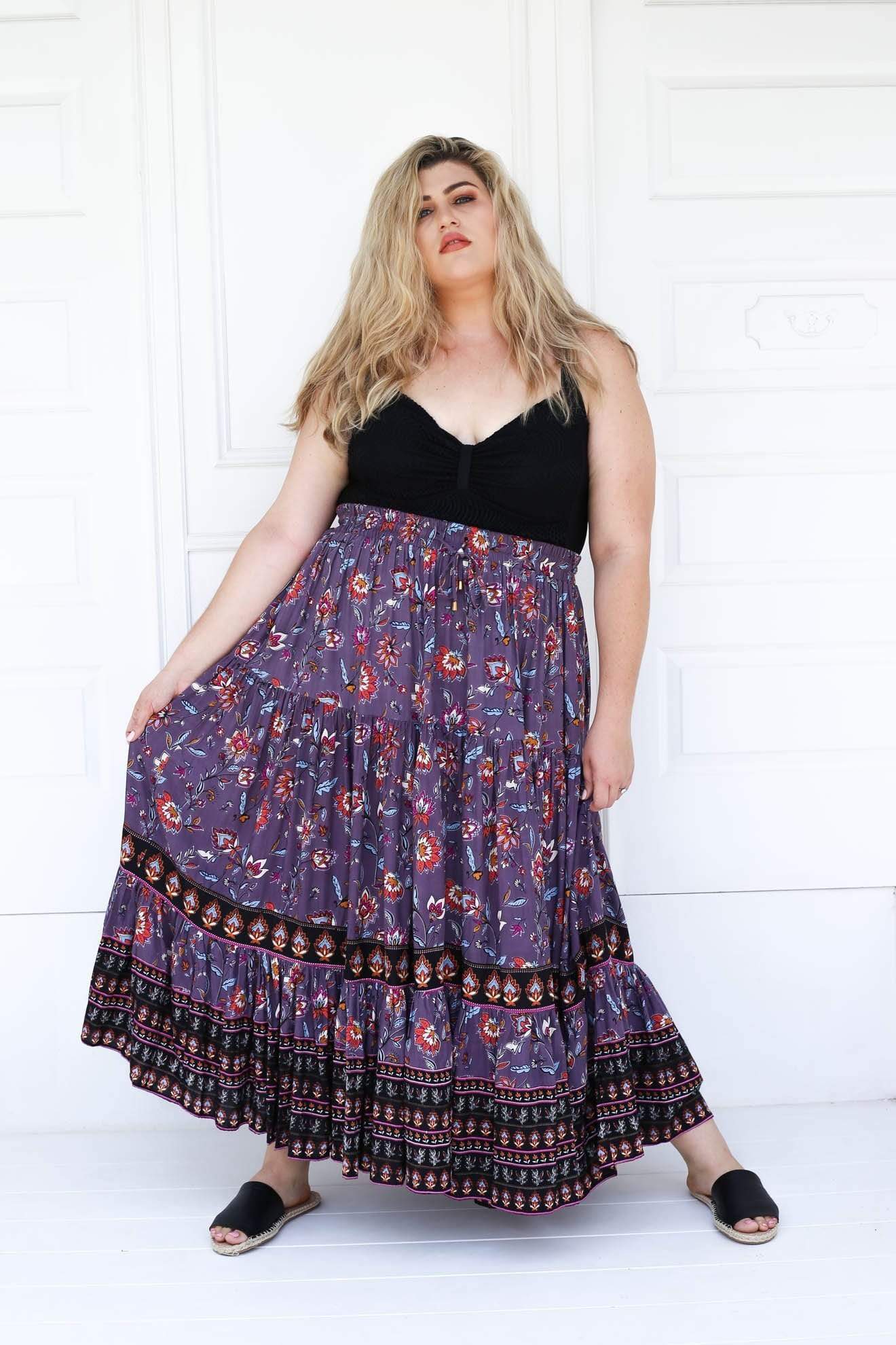 Delilah Full Maxi Skirt // Lilac Multi-Hope & Harvest-stride