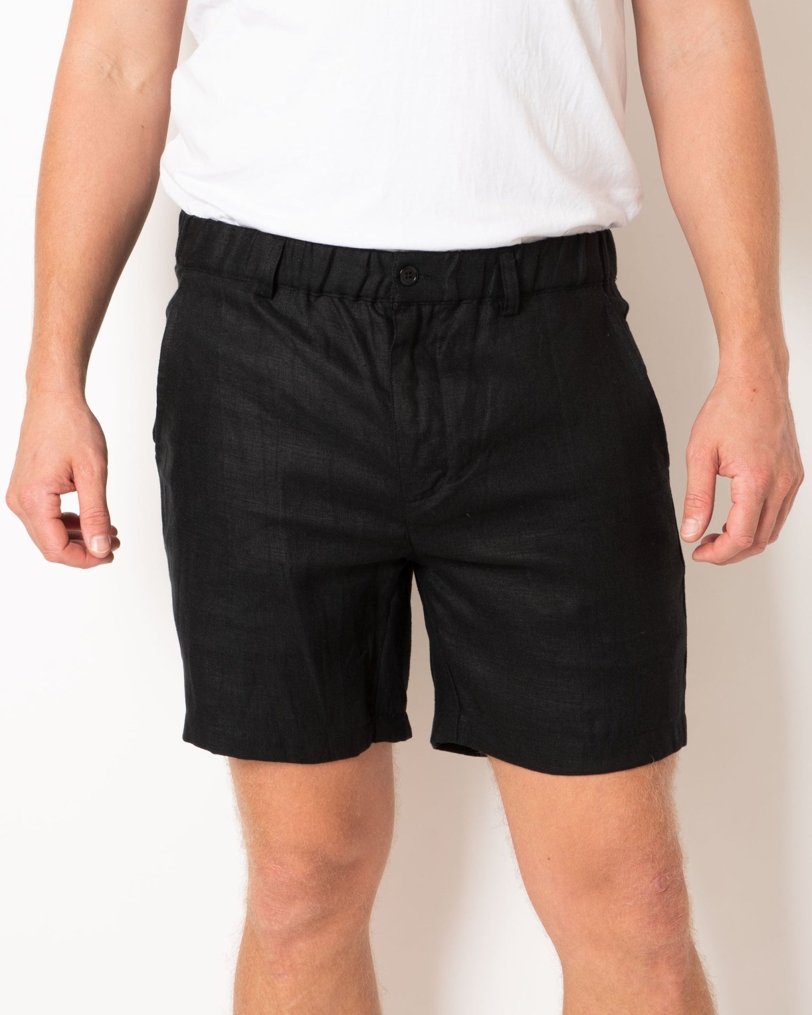 DESTii Black Linen Shorts-DESTii-stride