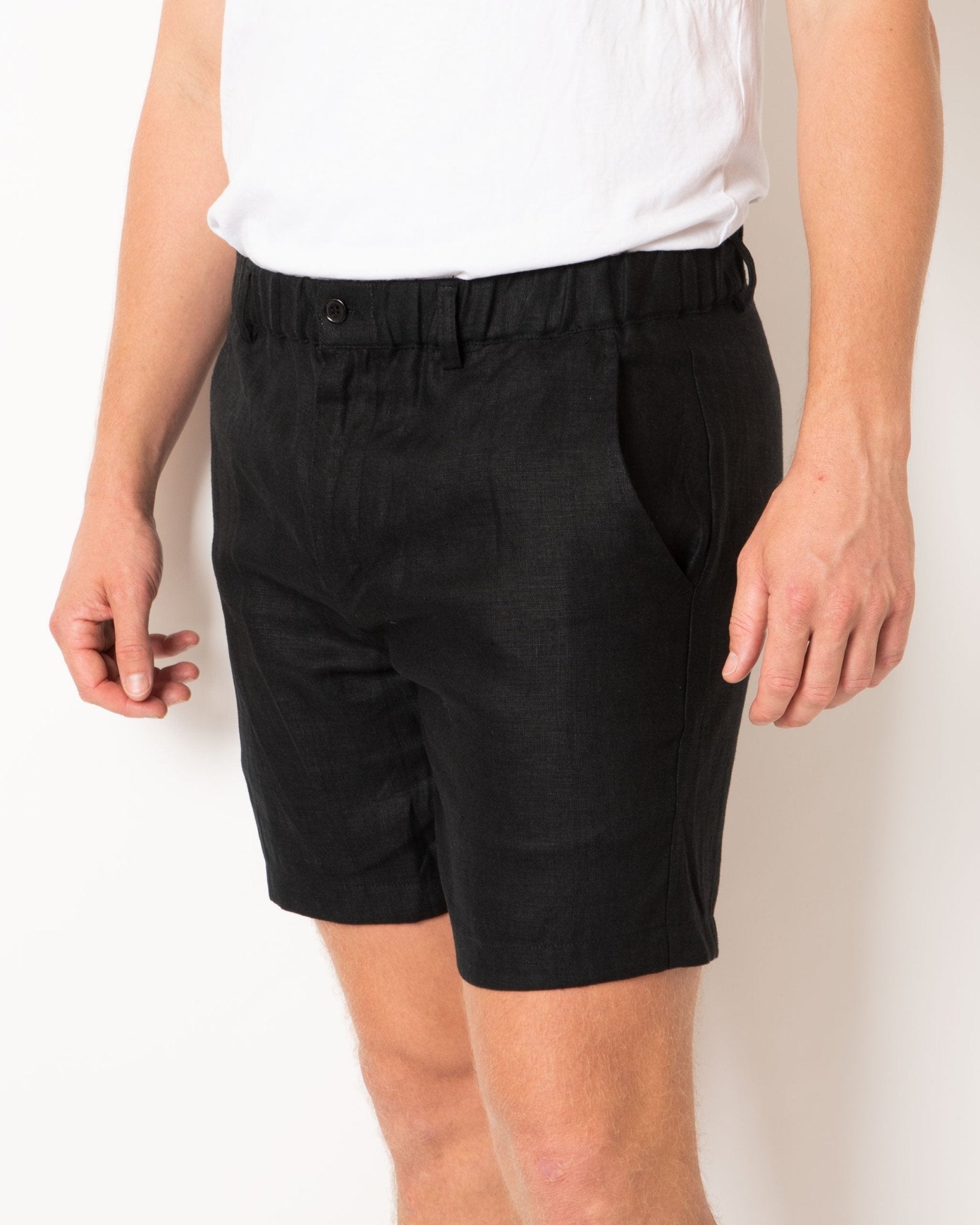 DESTii Black Linen Shorts-DESTii-stride