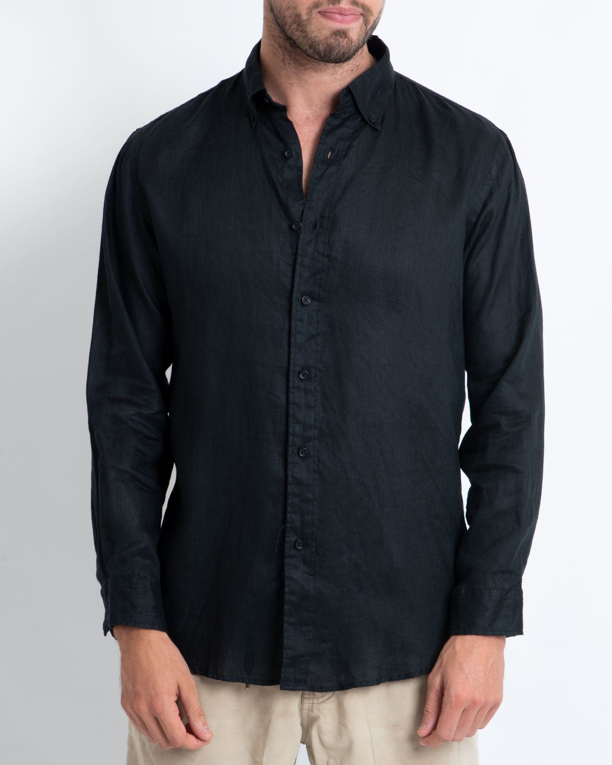 DESTii Black Long Sleeve Linen Shirt-DESTii-stride