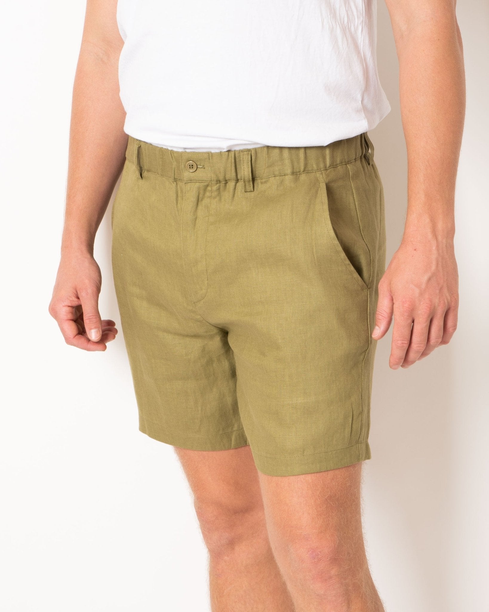 DESTii Khaki Linen Shorts-DESTii-stride