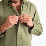 DESTii Khaki Long Sleeve Linen Shirt-DESTii-stride