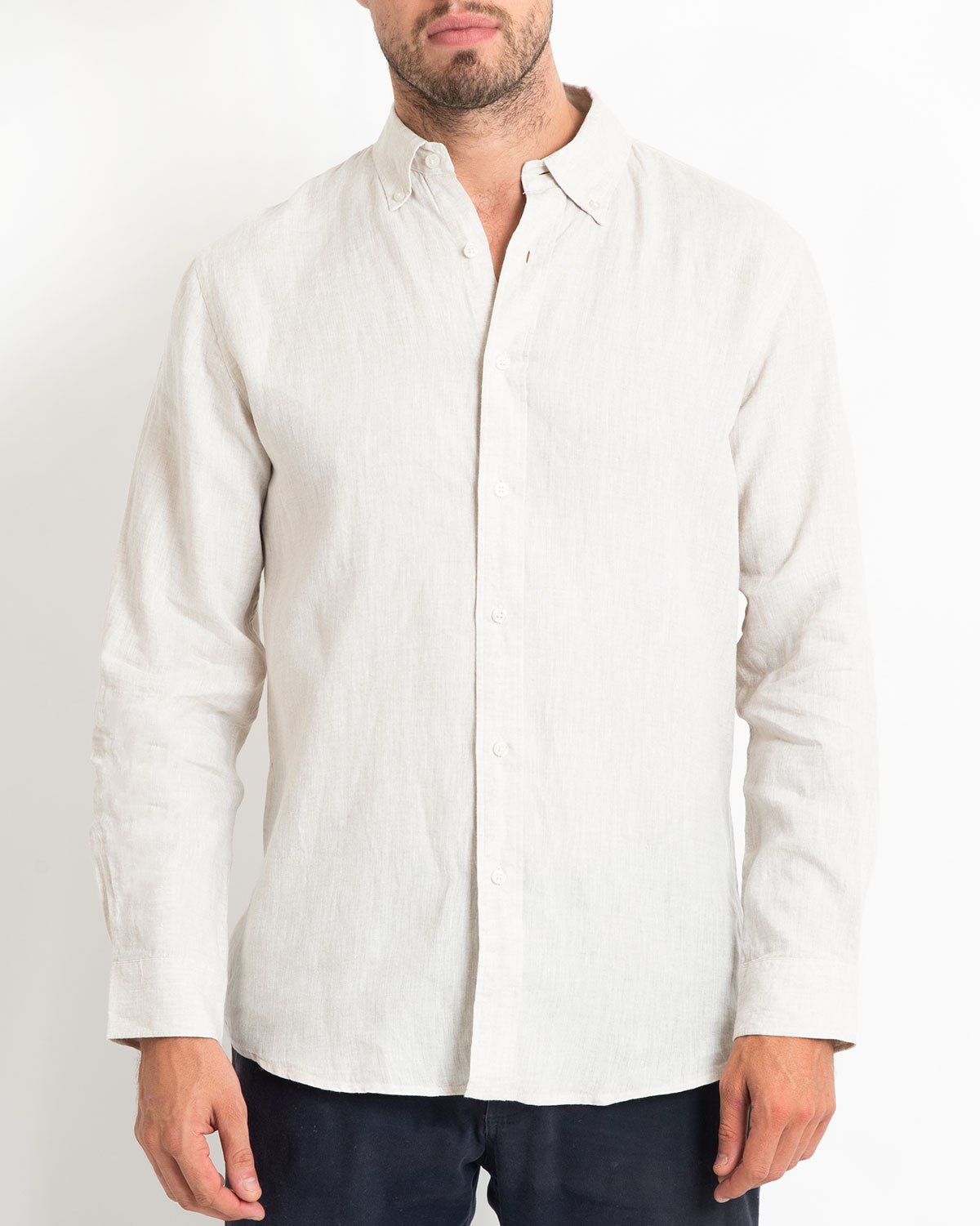DESTii Natural Long Sleeve Linen Shirt-DESTii-stride