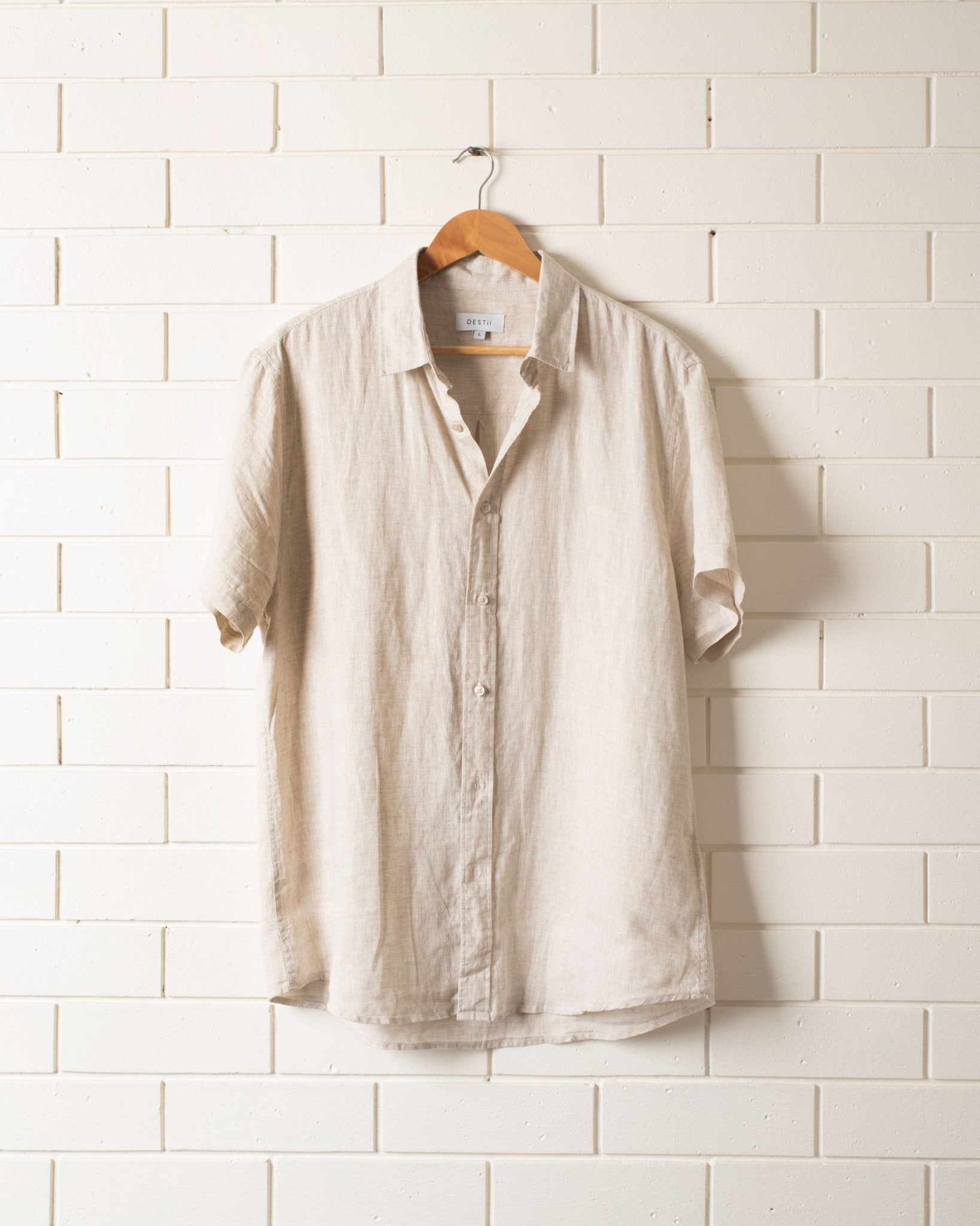 DESTii Natural Short Sleeve Linen Shirt-DESTii-stride