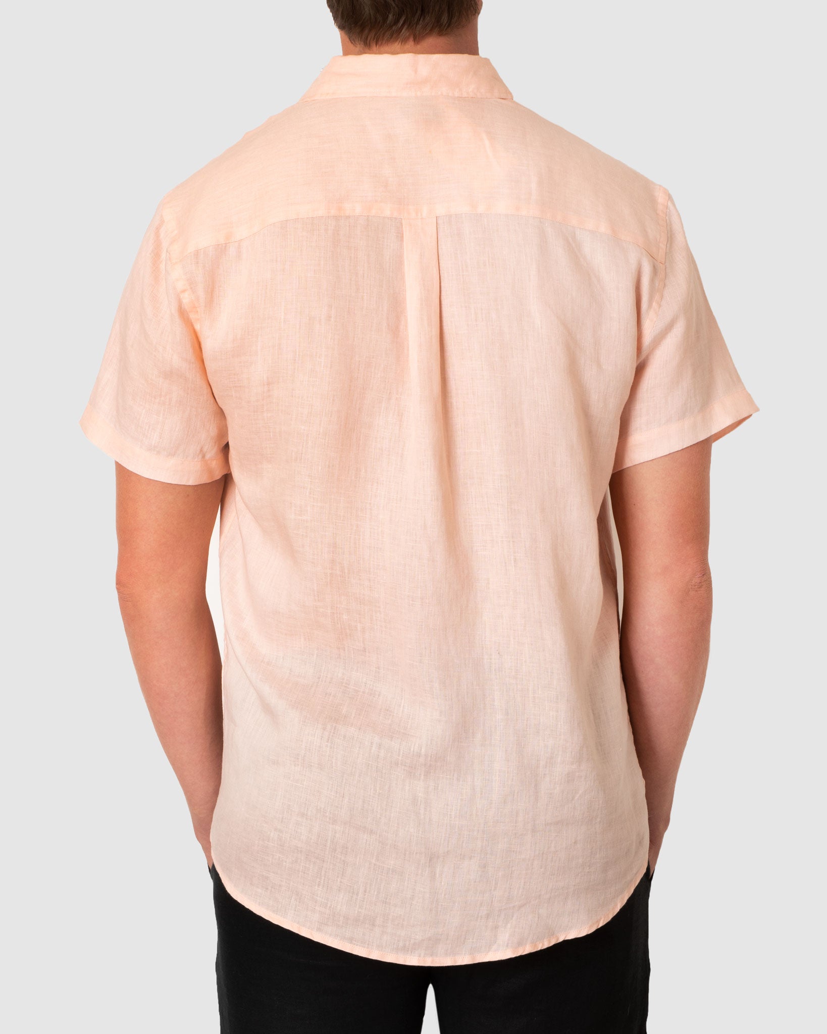 DESTii Peach Short Sleeve Linen Shirt-DESTii-stride