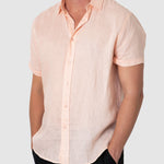 DESTii Peach Short Sleeve Linen Shirt-DESTii-stride