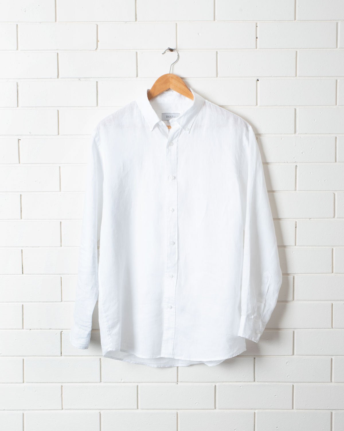 DESTii White Long Sleeve Linen Shirt-DESTii-stride