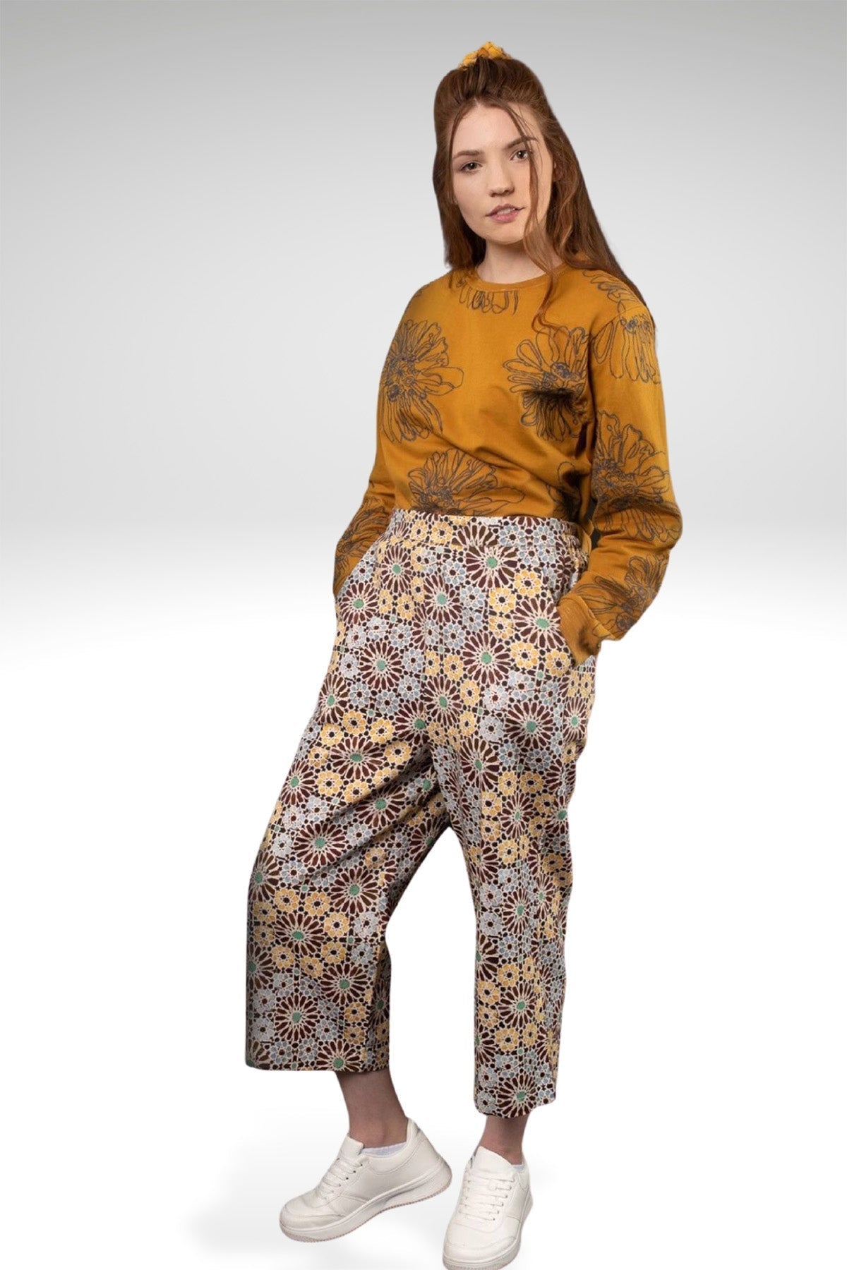 DORIAN HIGH WAIST PRINTED TWILL PANTS-Zoha-stride