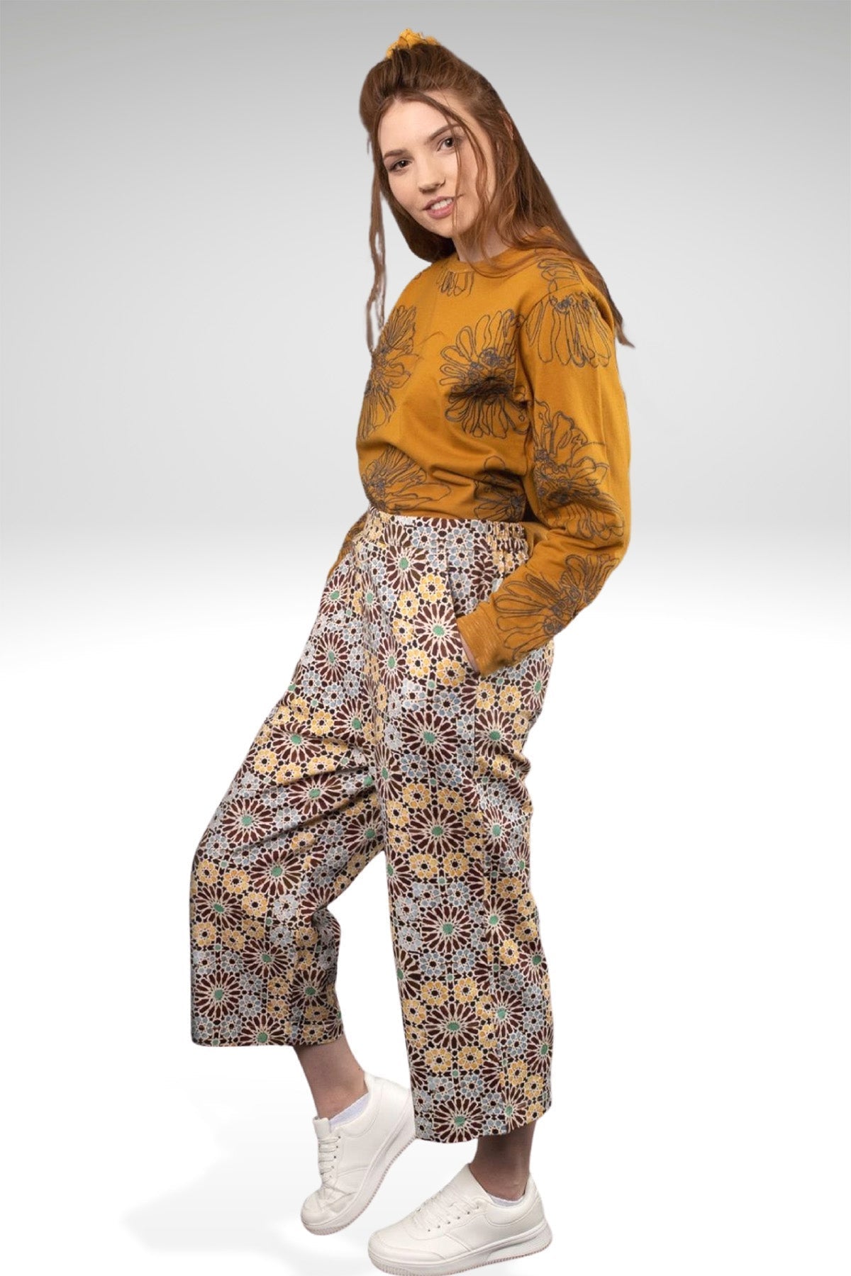 DORIAN HIGH WAIST PRINTED TWILL PANTS-Zoha-stride