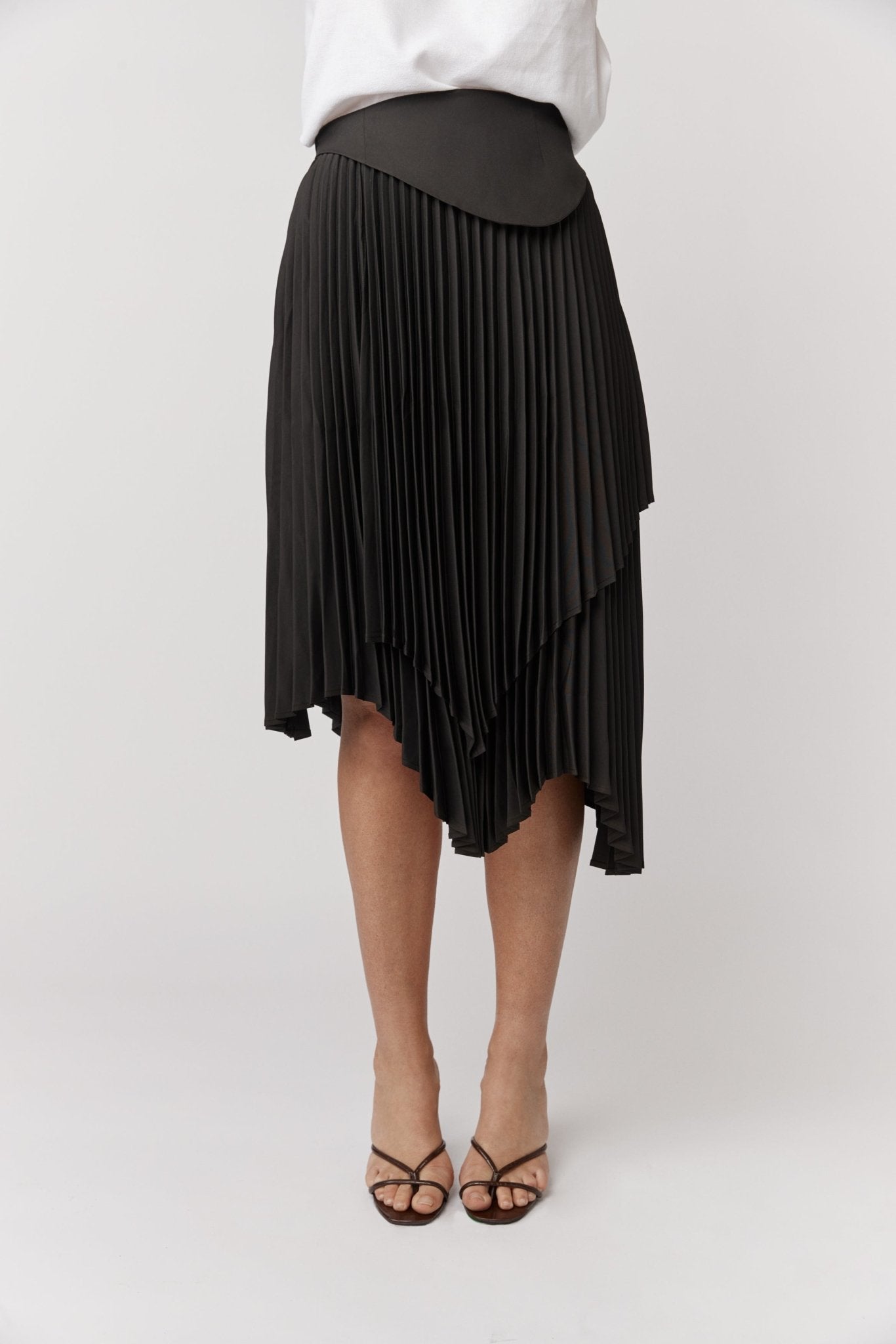 Edith Pleated Asymmetrical Skirt-ALKAM-stride