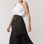 Edith Pleated Asymmetrical Skirt-ALKAM-stride