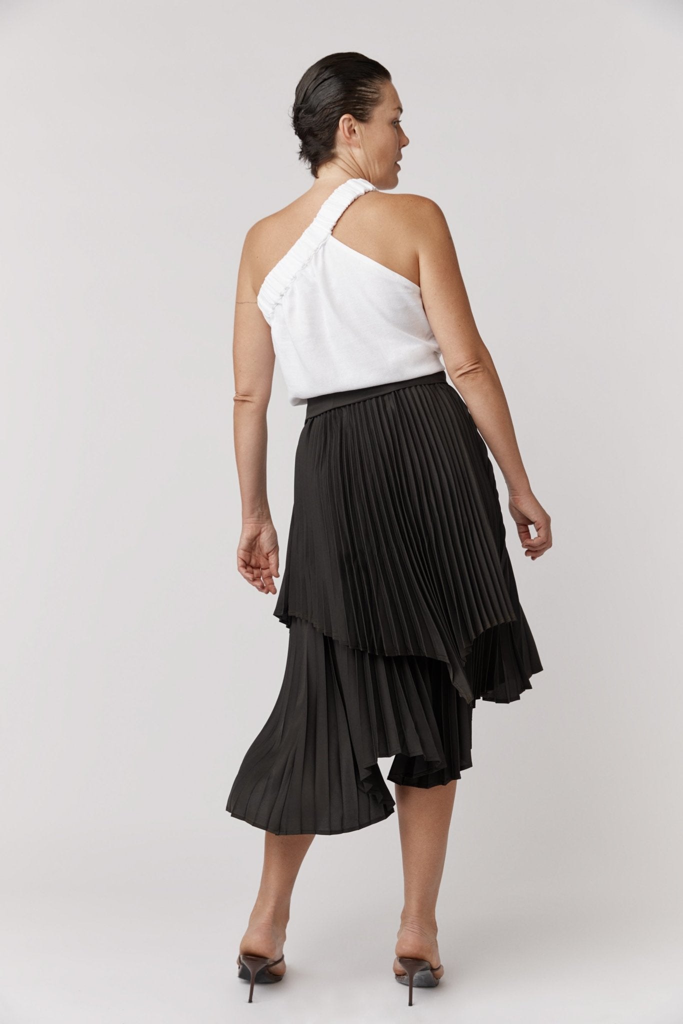 Edith Pleated Asymmetrical Skirt-ALKAM-stride