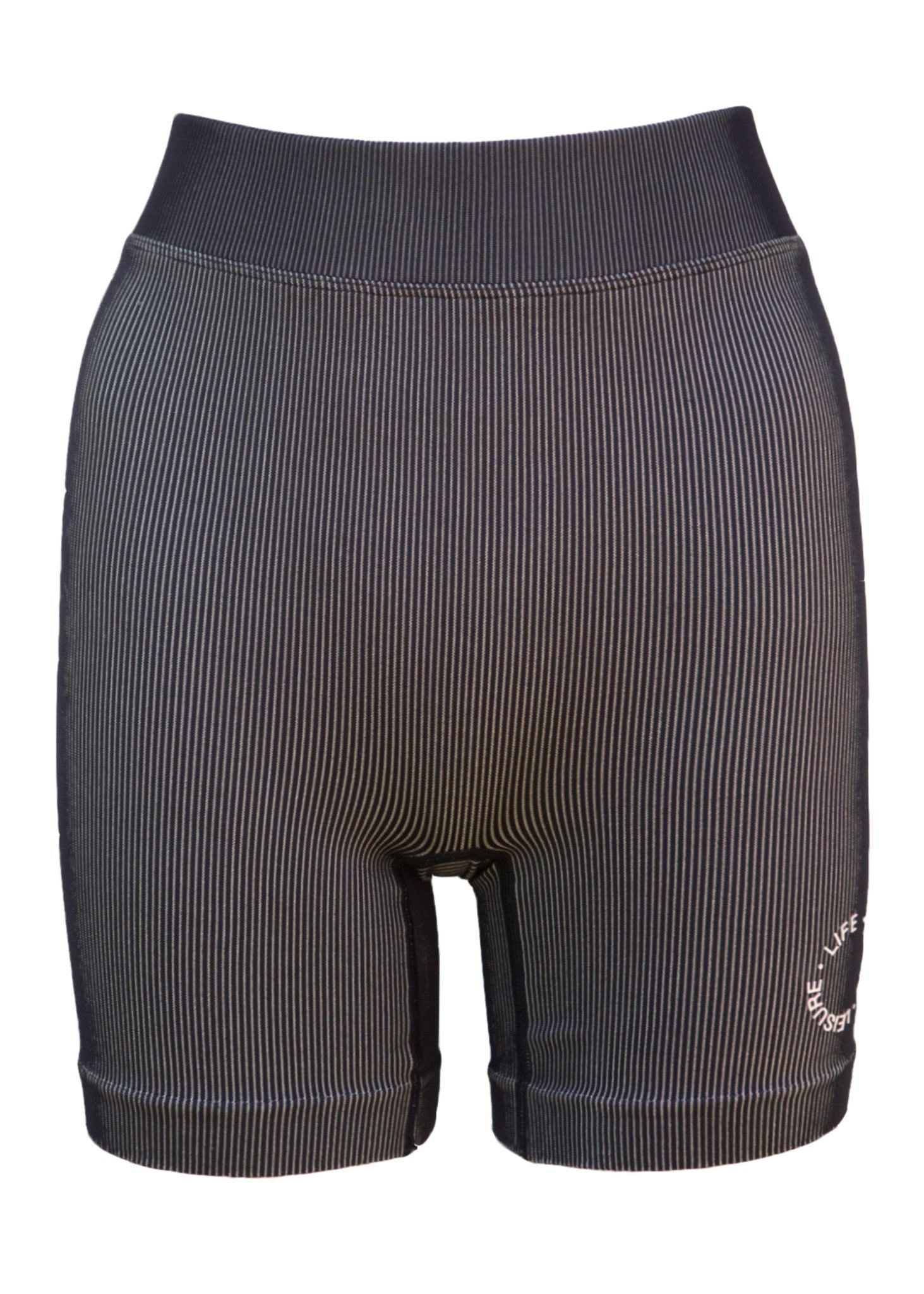 Fine Ribbed Biker Short - Black/Beige-Pinky & Kamal-stride