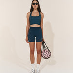Fine Ribbed Biker Short - Deep Blue-Pinky & Kamal-stride