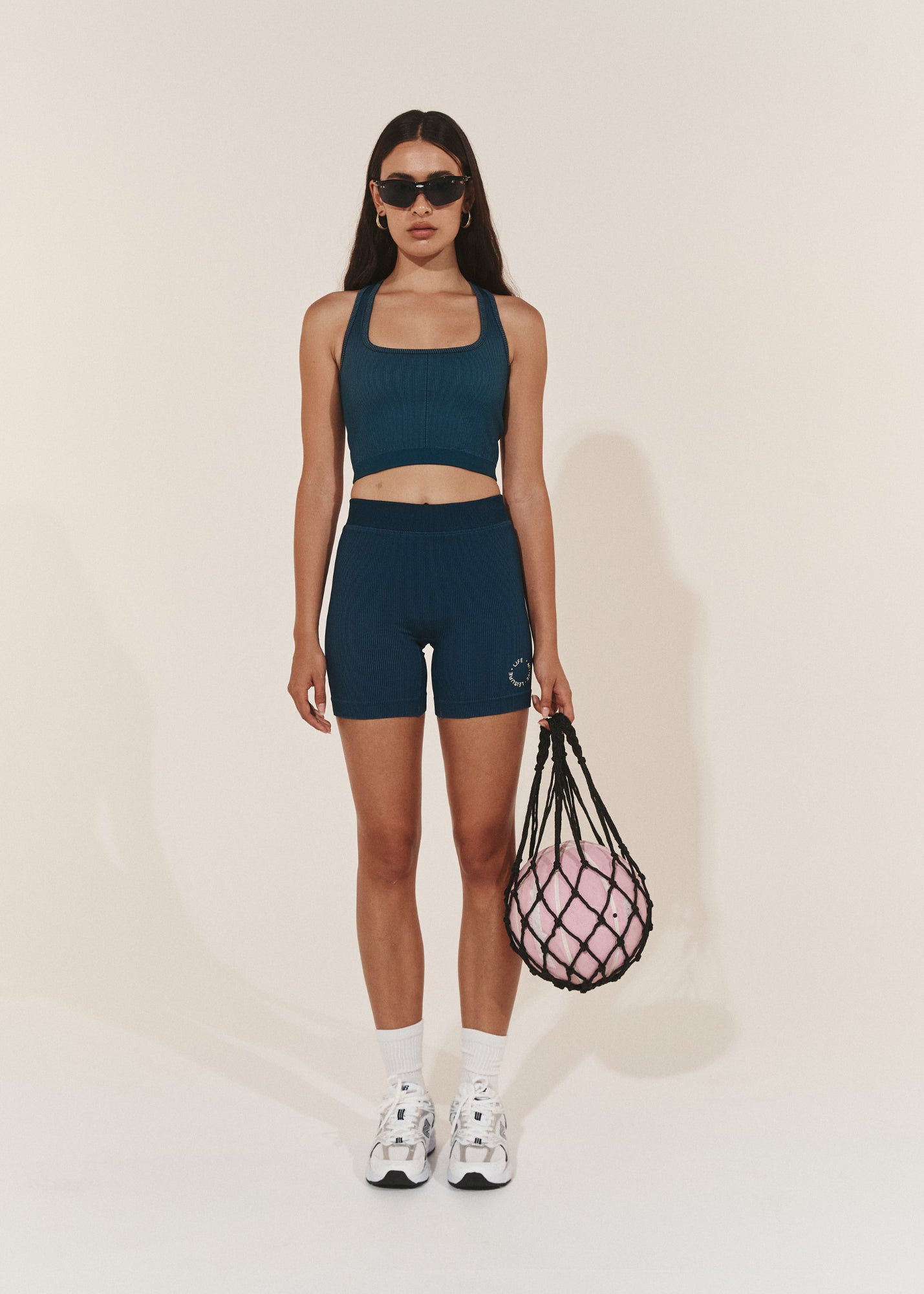 Fine Ribbed Biker Short - Deep Blue-Pinky & Kamal-stride