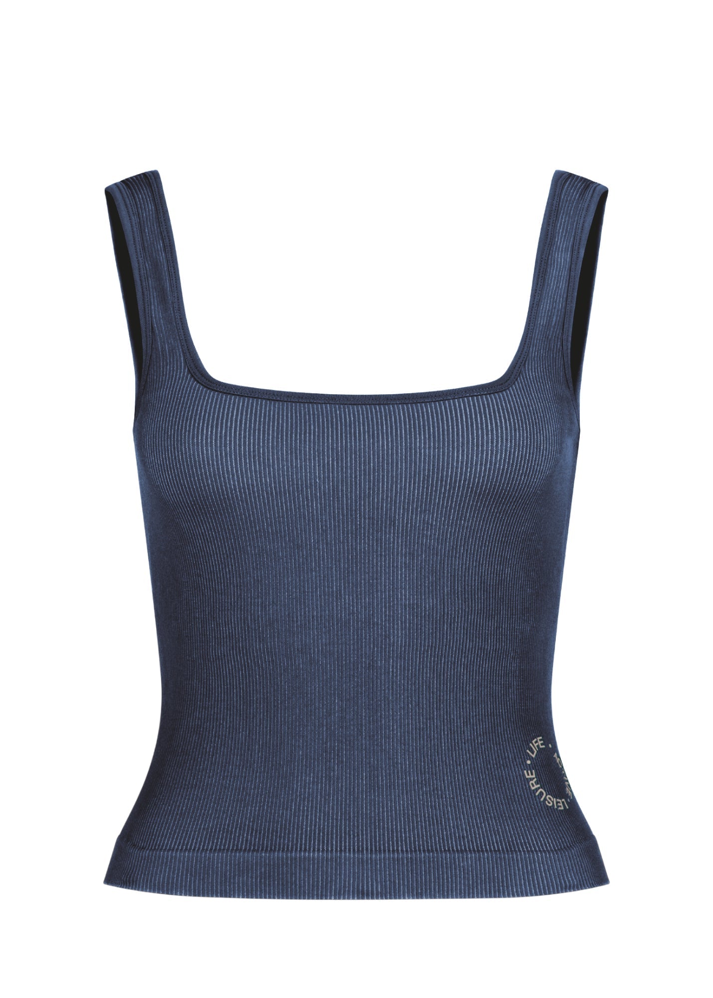 Fine Ribbed Scoop Neck Tank - Blue Two Tone-Pinky & Kamal-stride