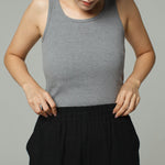 Fitted Ribbed Tank | Grey Marle-Dorsu-stride