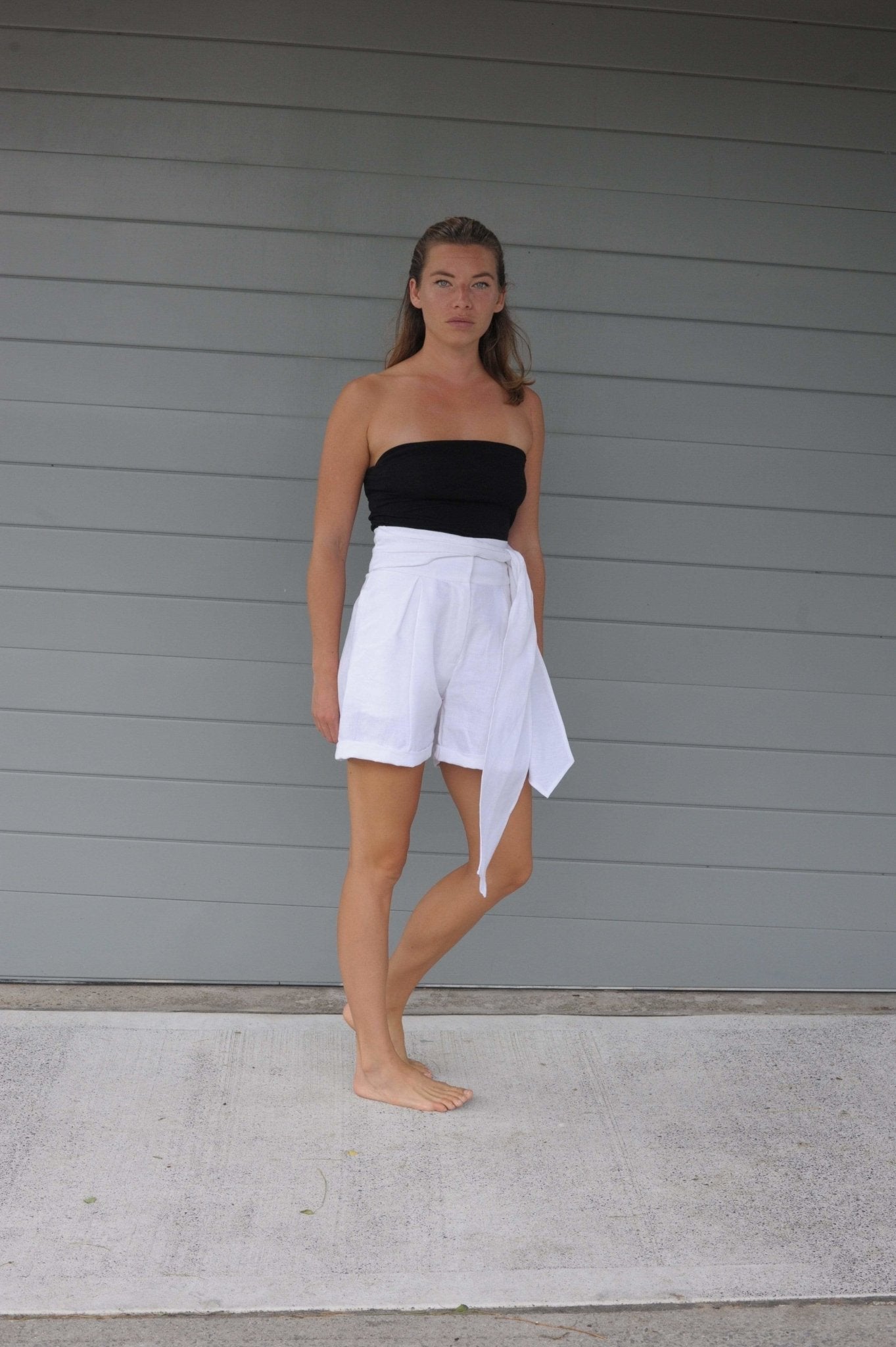 Scout The Label Flore Short - White Luxe Linen Shorts Stride