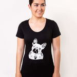 Etiko Frenchie black t-shirt - women's organic fairtrade Tops Stride