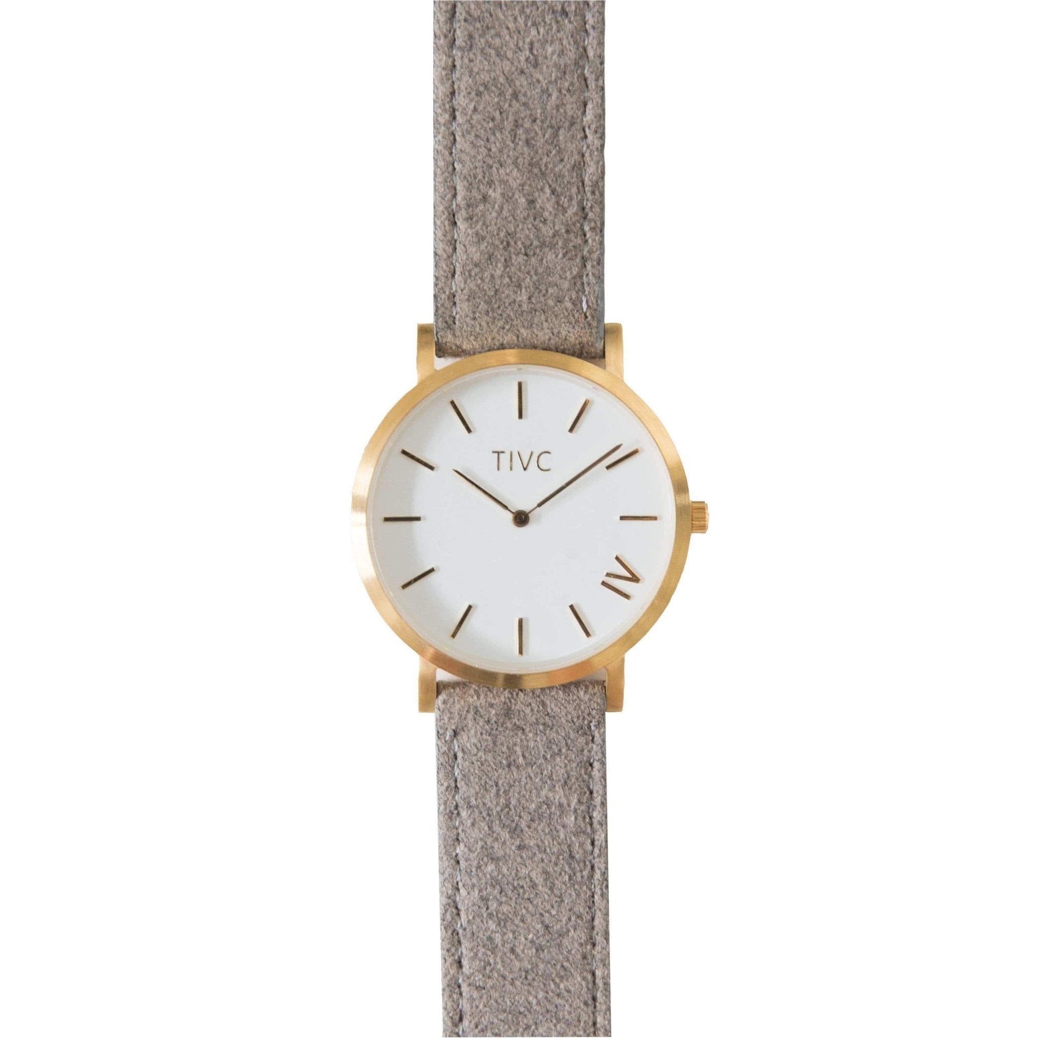 Time IV Change Gold | Grey Vegan Suede Band Watches Stride