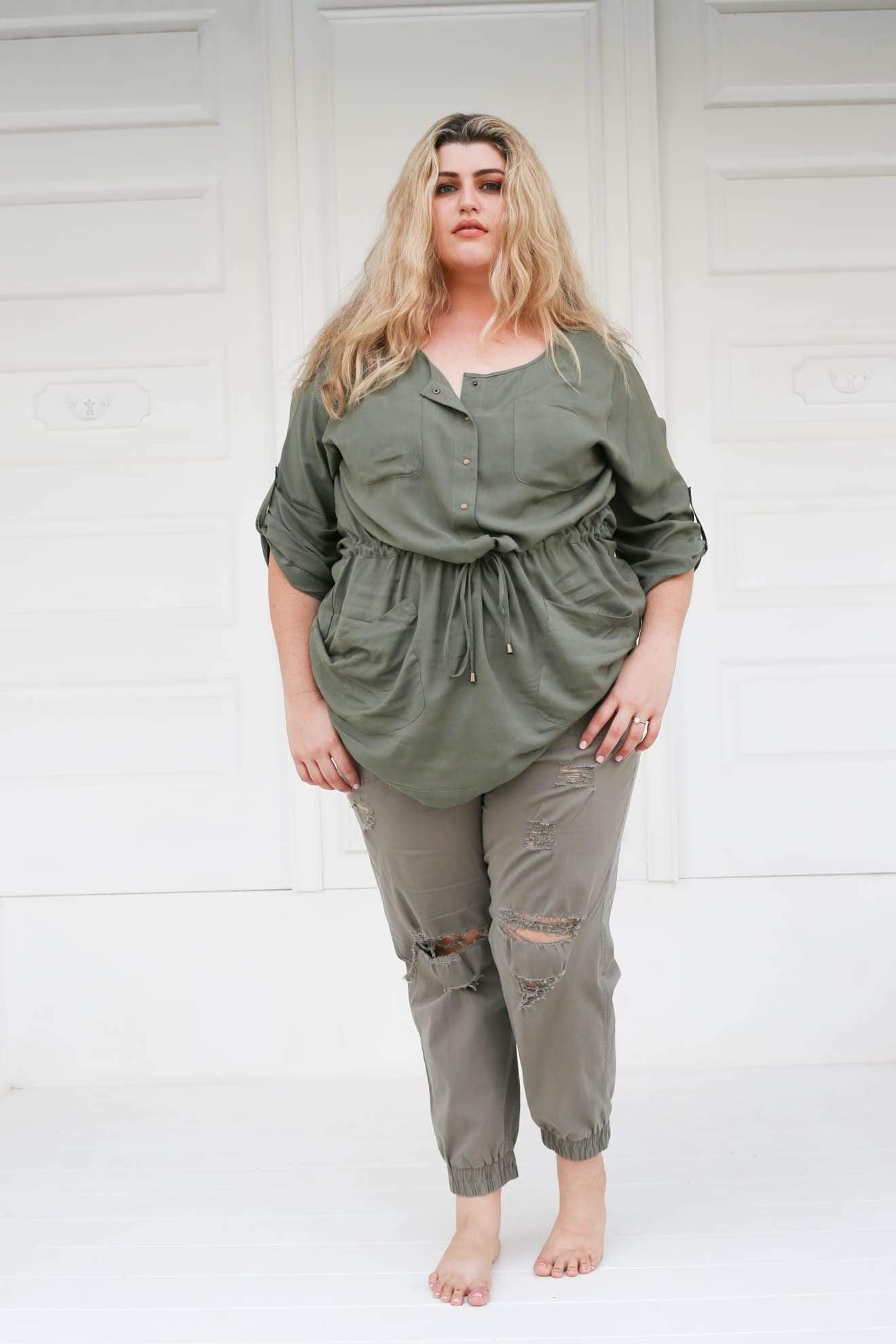 Hope & Harvest Indus Tunic // Muted Green Tops Stride
