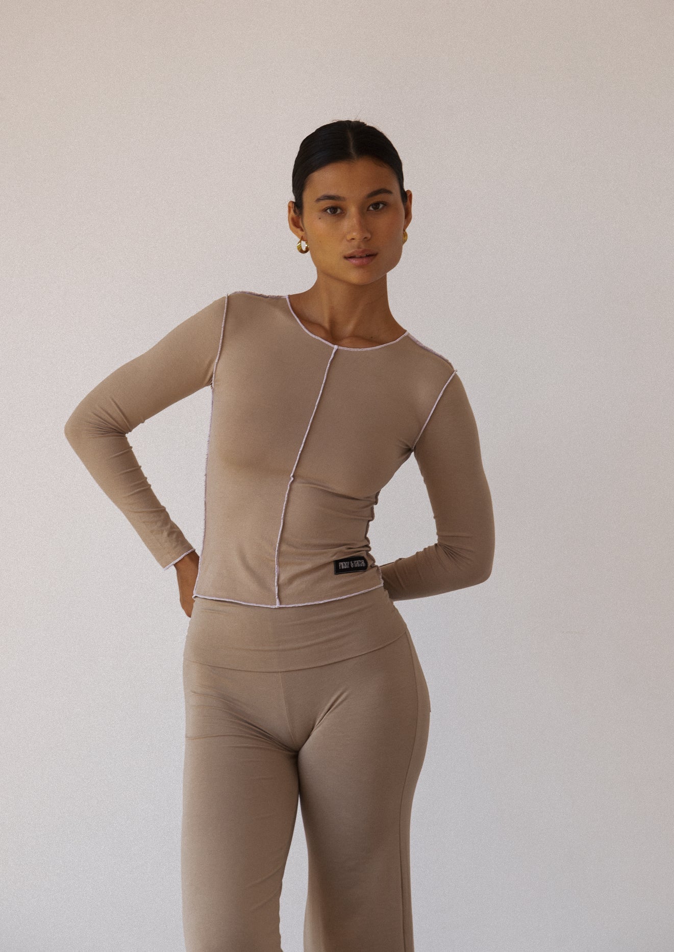 Inside Out Long Sleeve Top - Taupe-Pinky & Kamal-stride