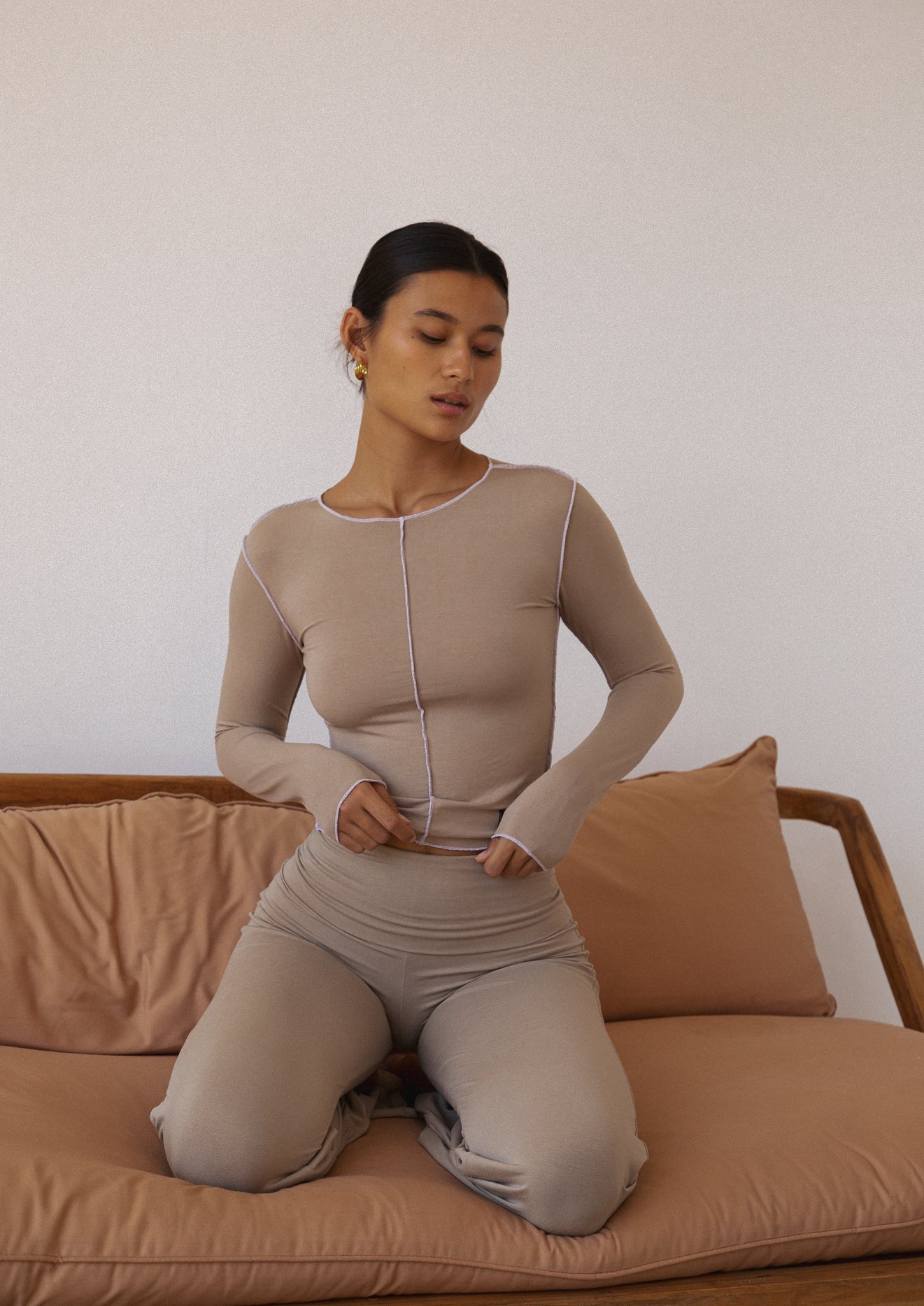 Inside Out Long Sleeve Top - Taupe-Pinky & Kamal-stride