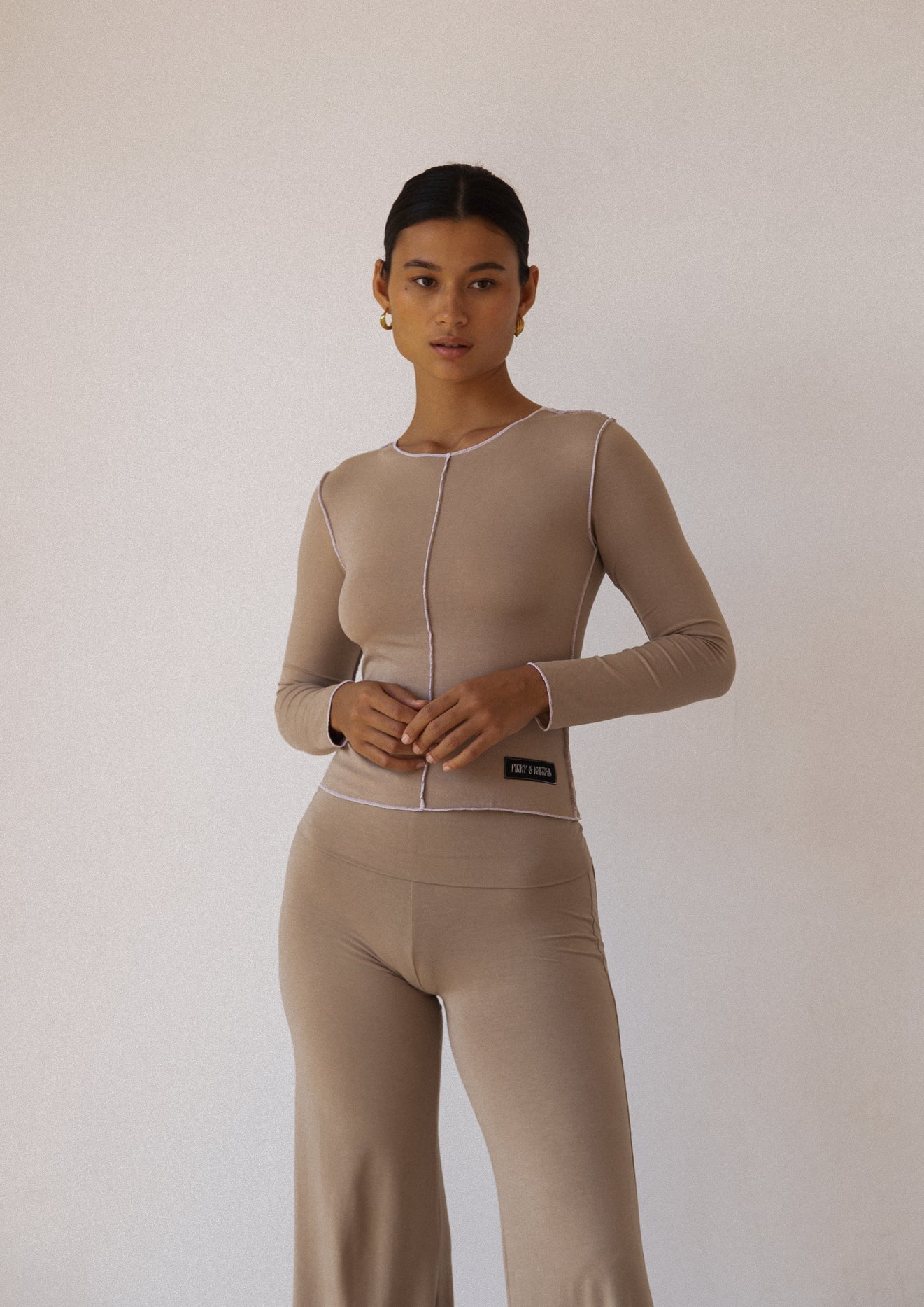 Inside Out Long Sleeve Top - Taupe-Pinky & Kamal-stride