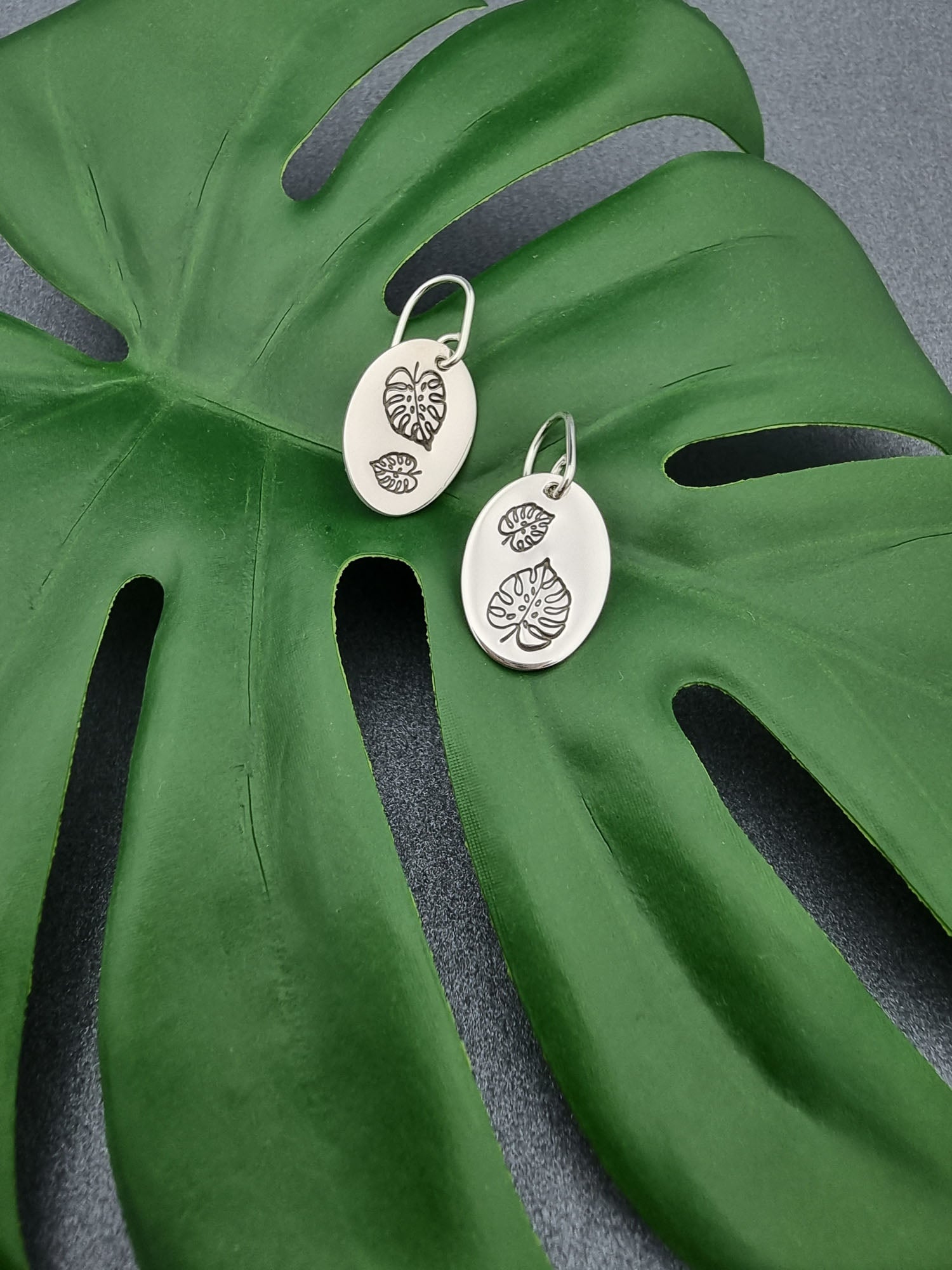 JUNGLE DREAMS - Monstera oval earrings-Erin K Jewellery-stride