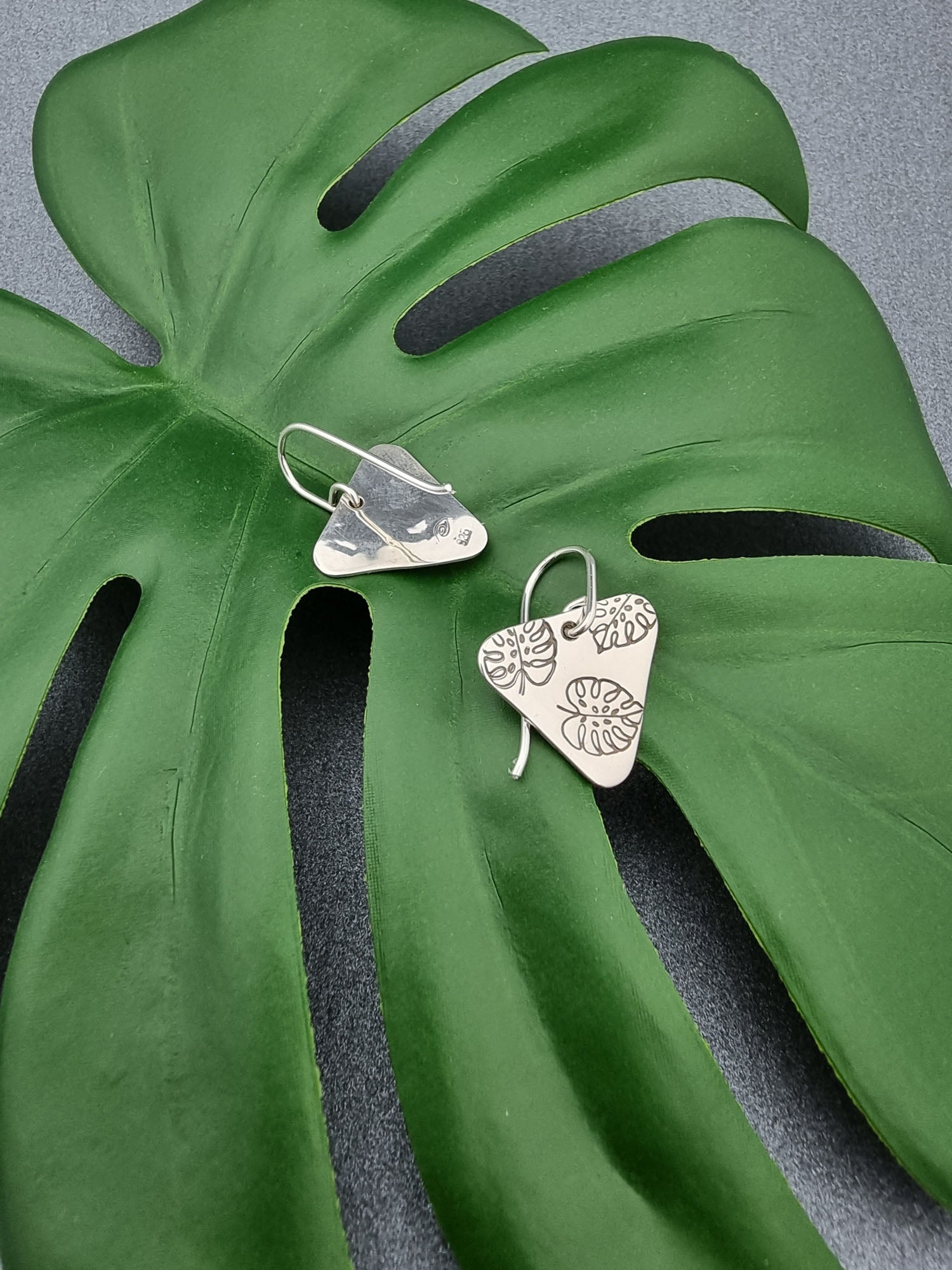 JUNGLE DREAMS - Monstera triangle earrings-Erin K Jewellery-stride