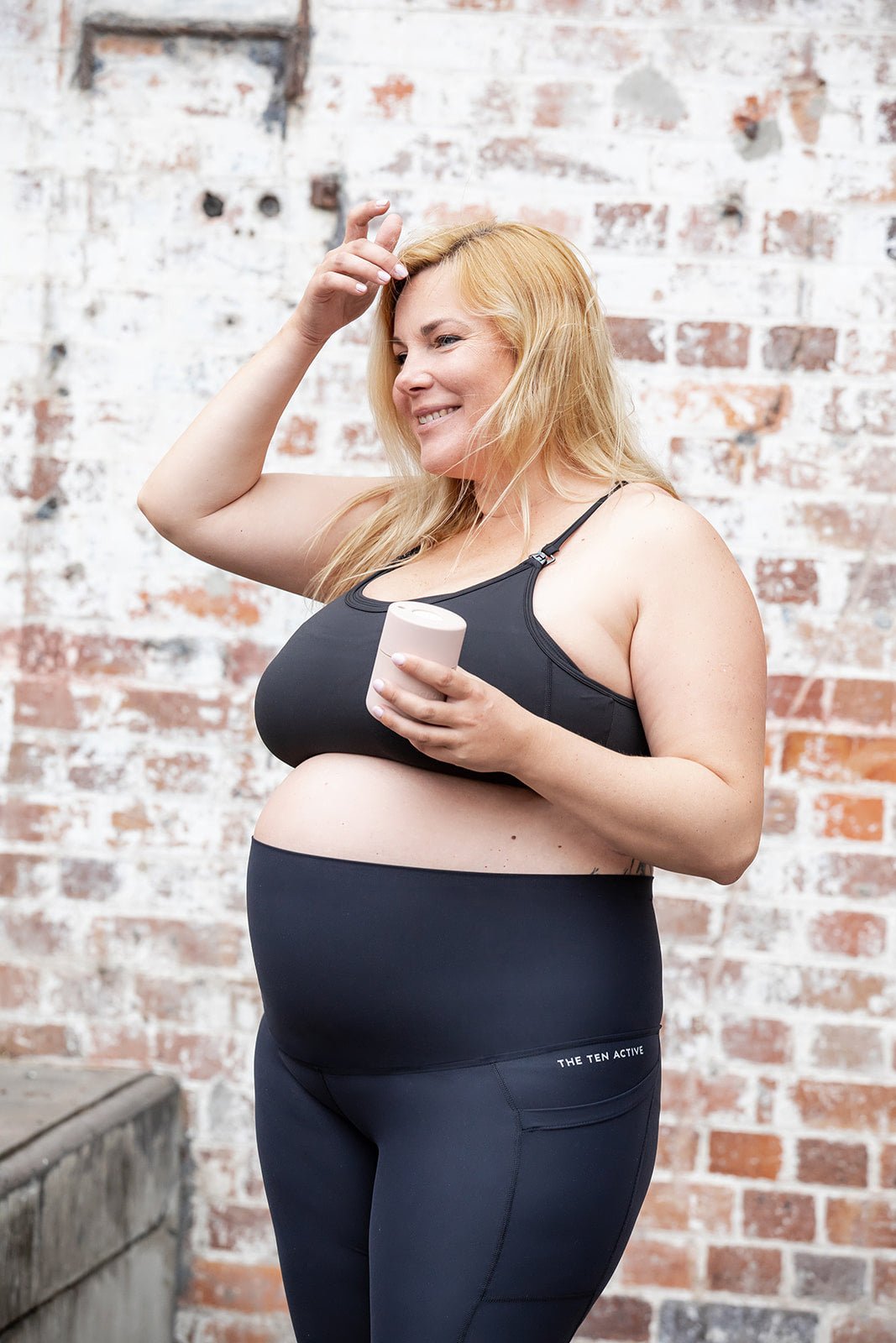 Karine eco suede black full length maternity tights-The Ten Active-stride