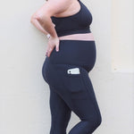 Karine eco suede black full length maternity tights-The Ten Active-stride